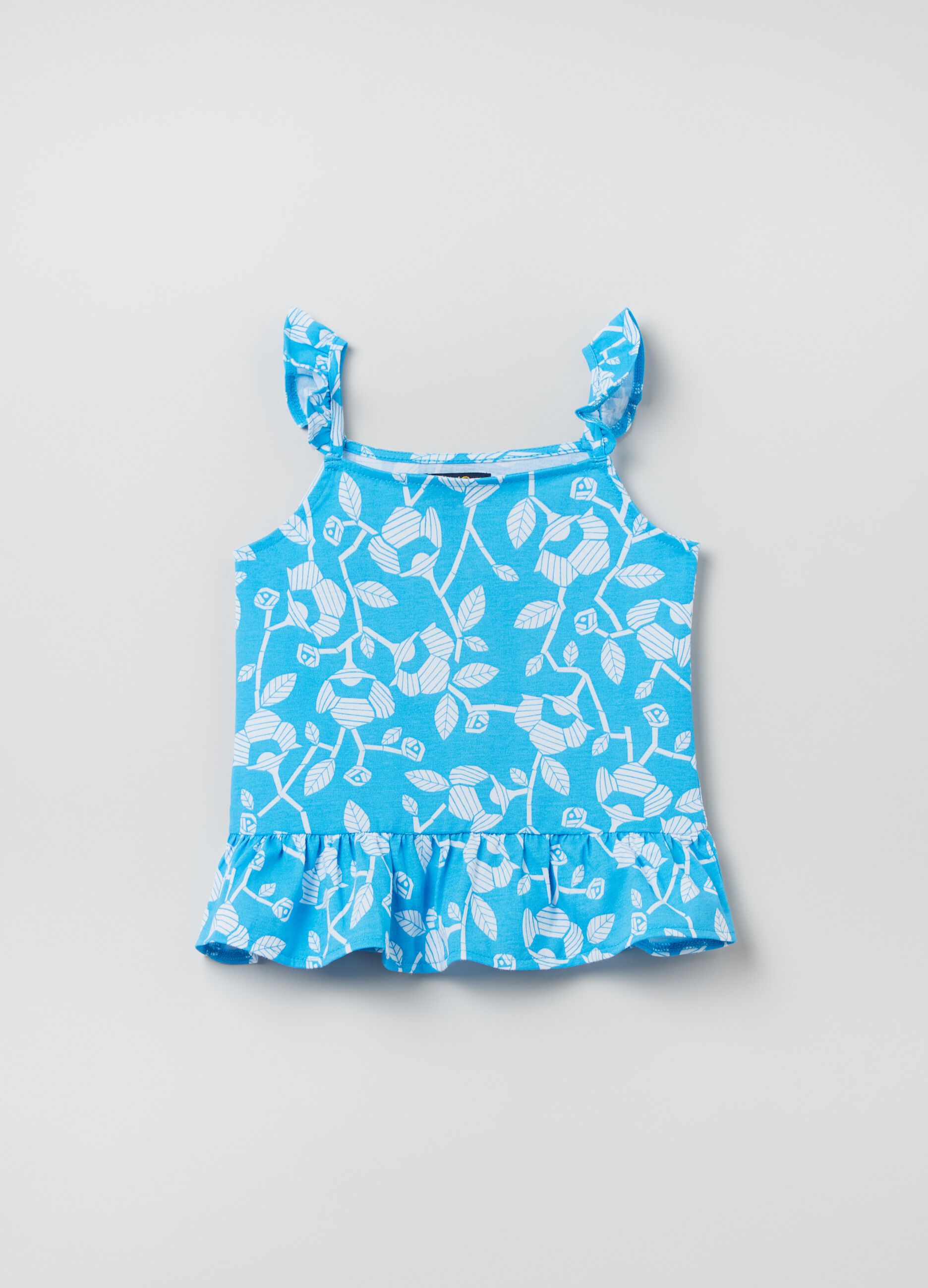 Tank top con stampa e volant_0