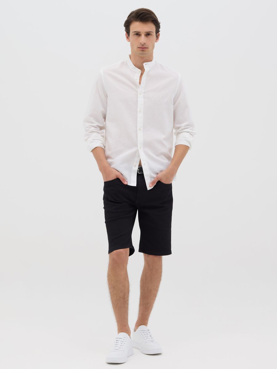 Black stretch denim shorts by Ovs_0
