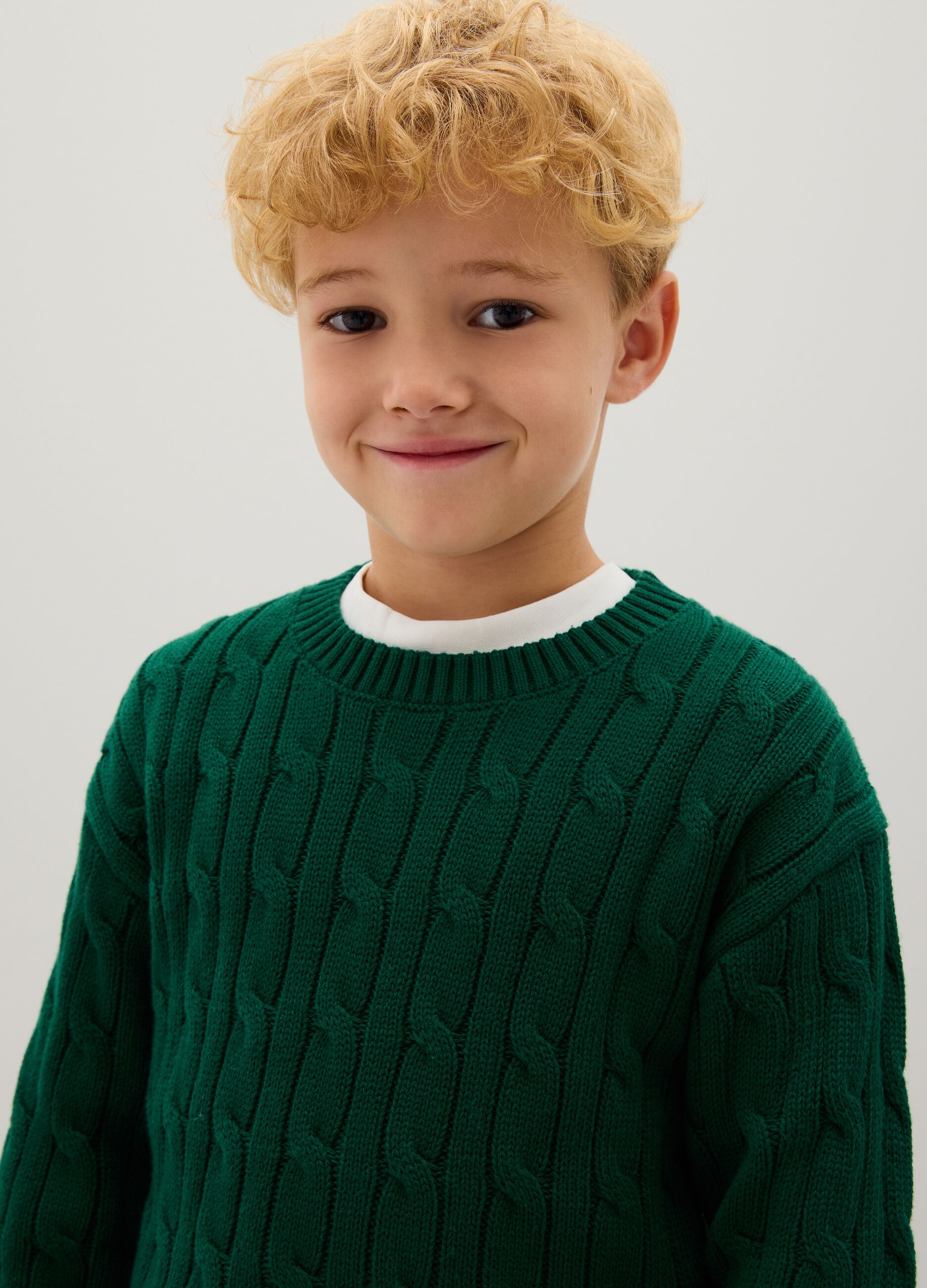 Children's green pure cotton sweater regular fit