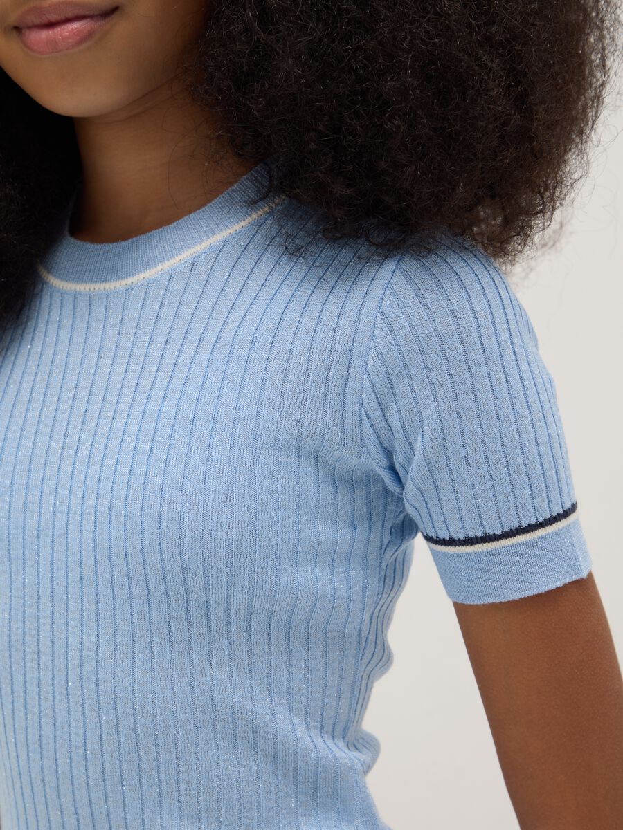 Girl's slim fit striped light blue t-shirt_2