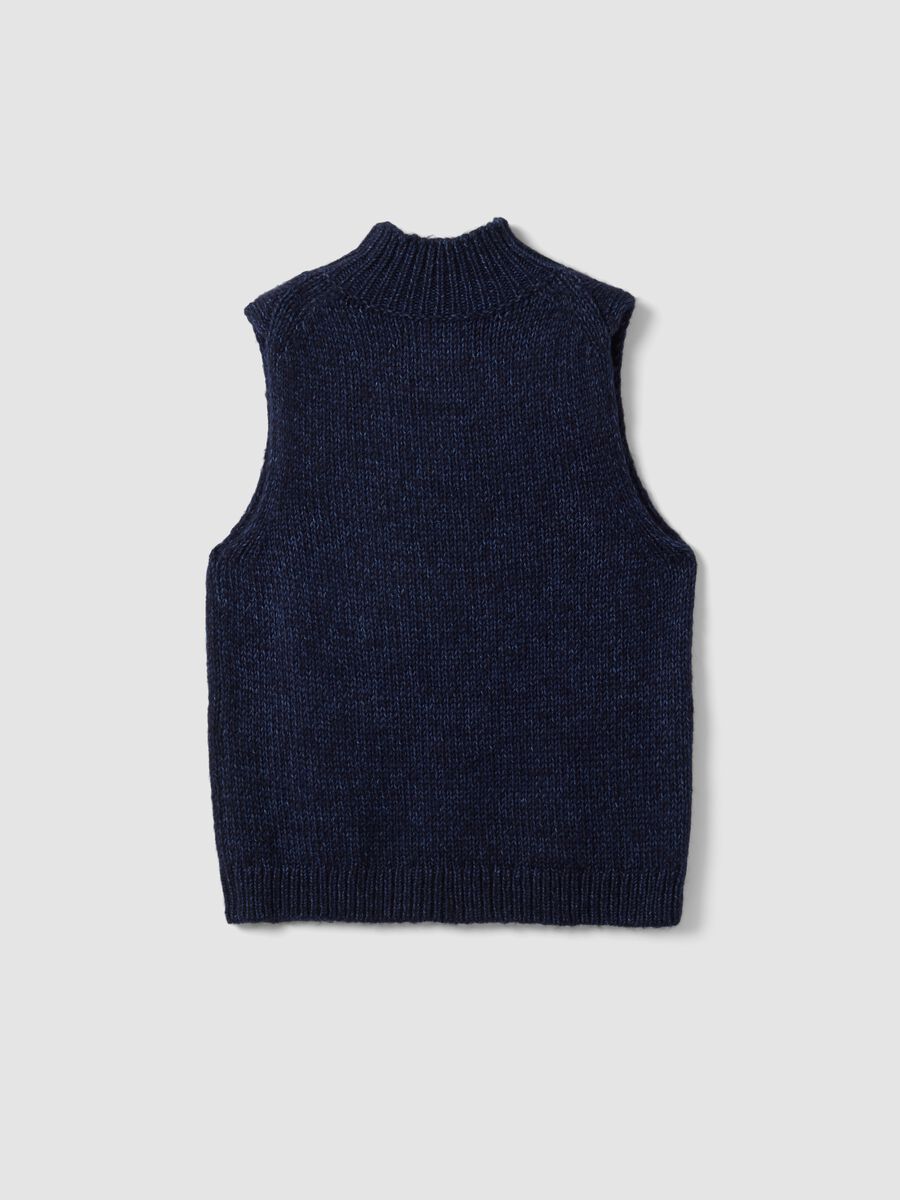 Blue wool-blend gilet with raised collar, regular fit_4