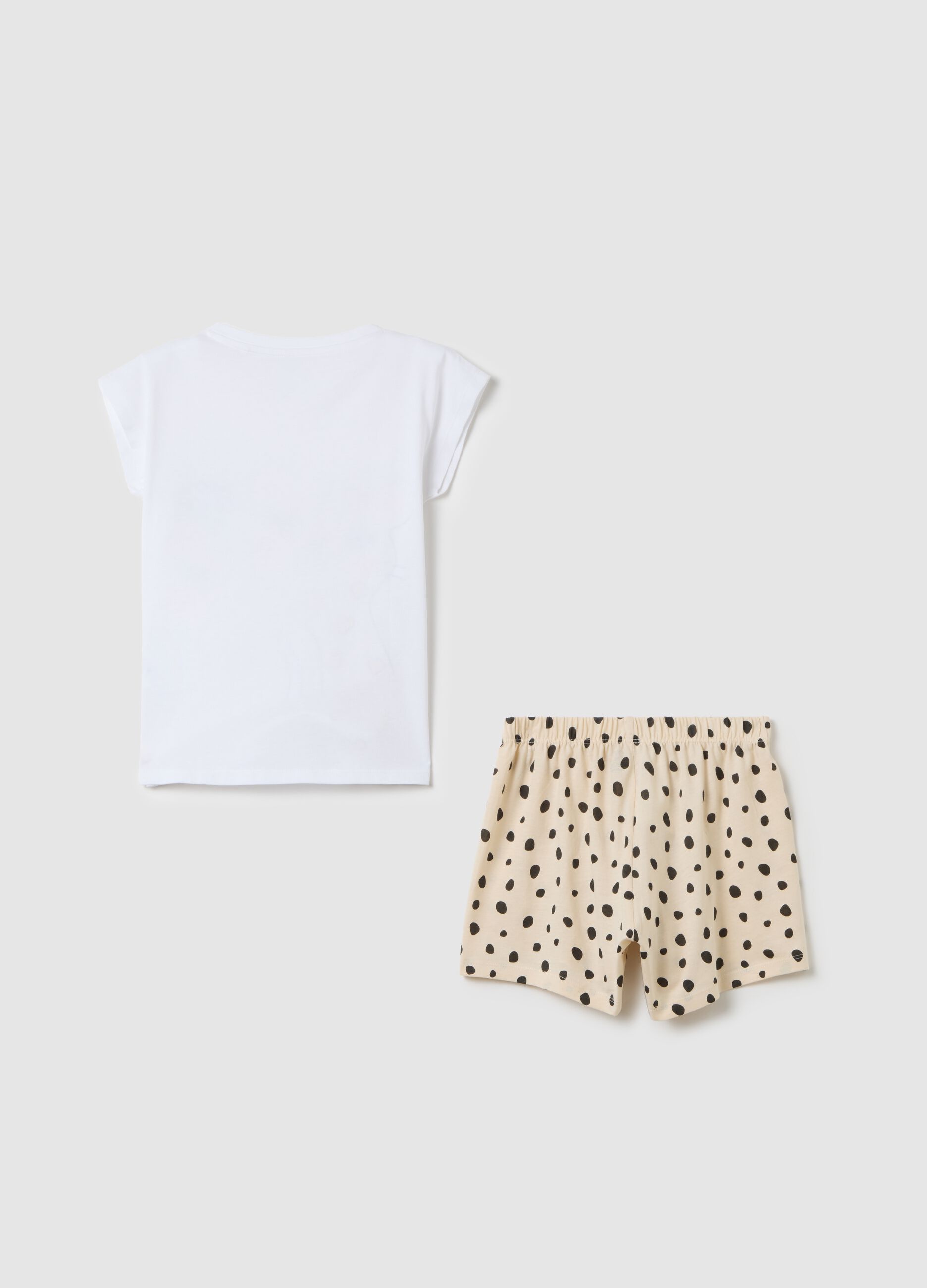 Set pigiama da bambina in puro cotone bianco regular fit