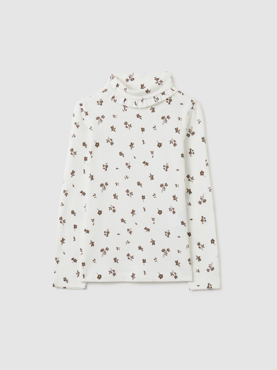 Multicoloured pure cotton girl's shirt with floral print_0