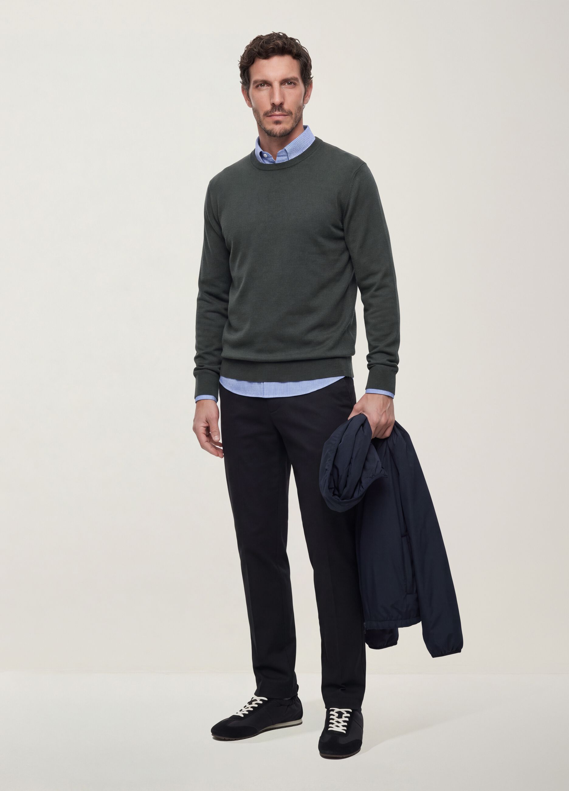 Grey slim-fit stretch twill chino trousers