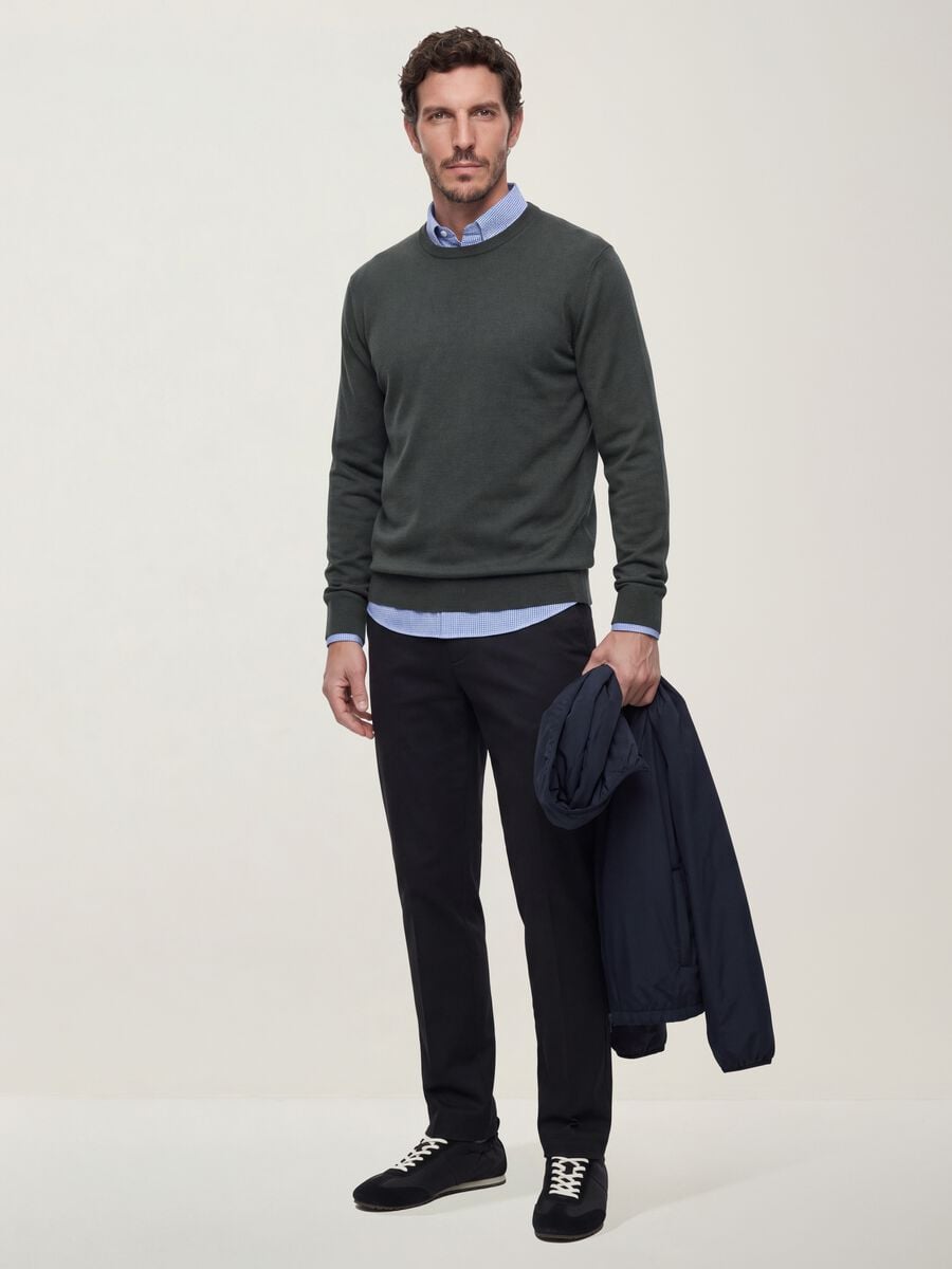 Pantaloni grigi chino in twill di tessuto elasticizzato slim fit_0