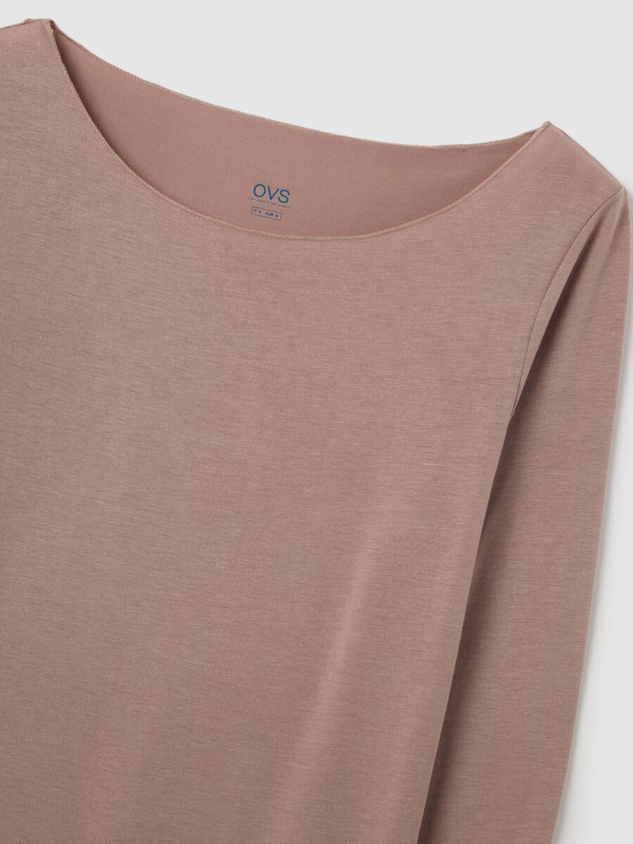 Maglietta rosa in misto modal elasticizzato_5