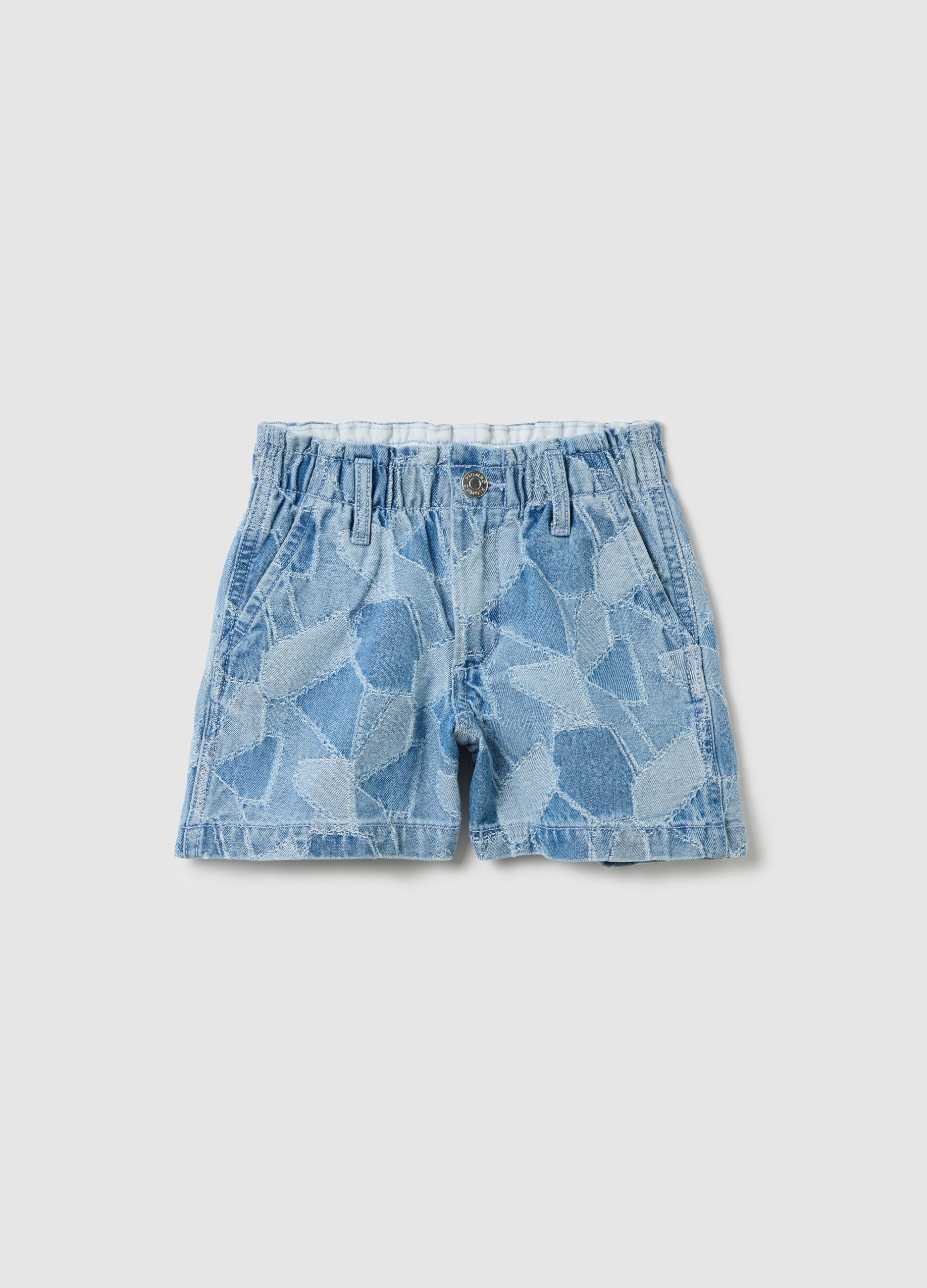 Patchwork-effect shorts in denim