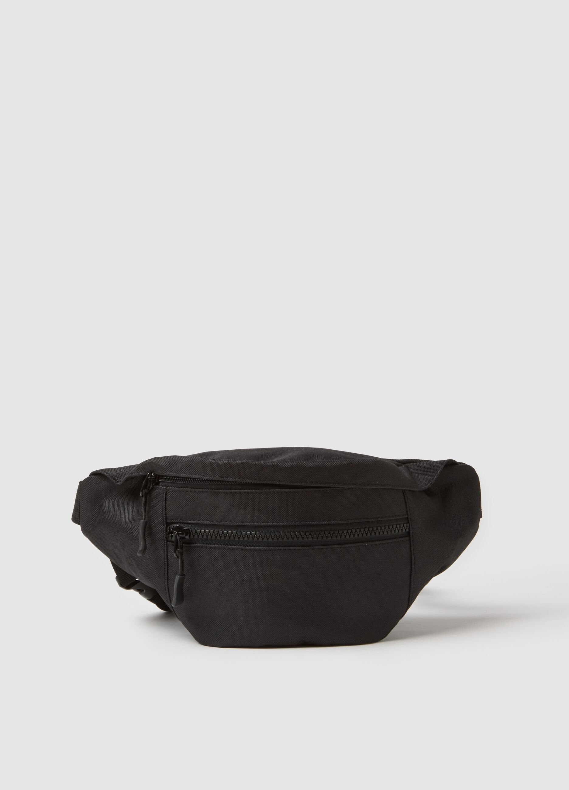 Black waist bag with adjustable closure