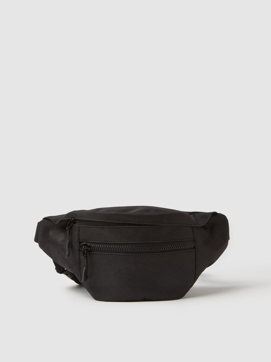 Black waist bag with adjustable closure_0