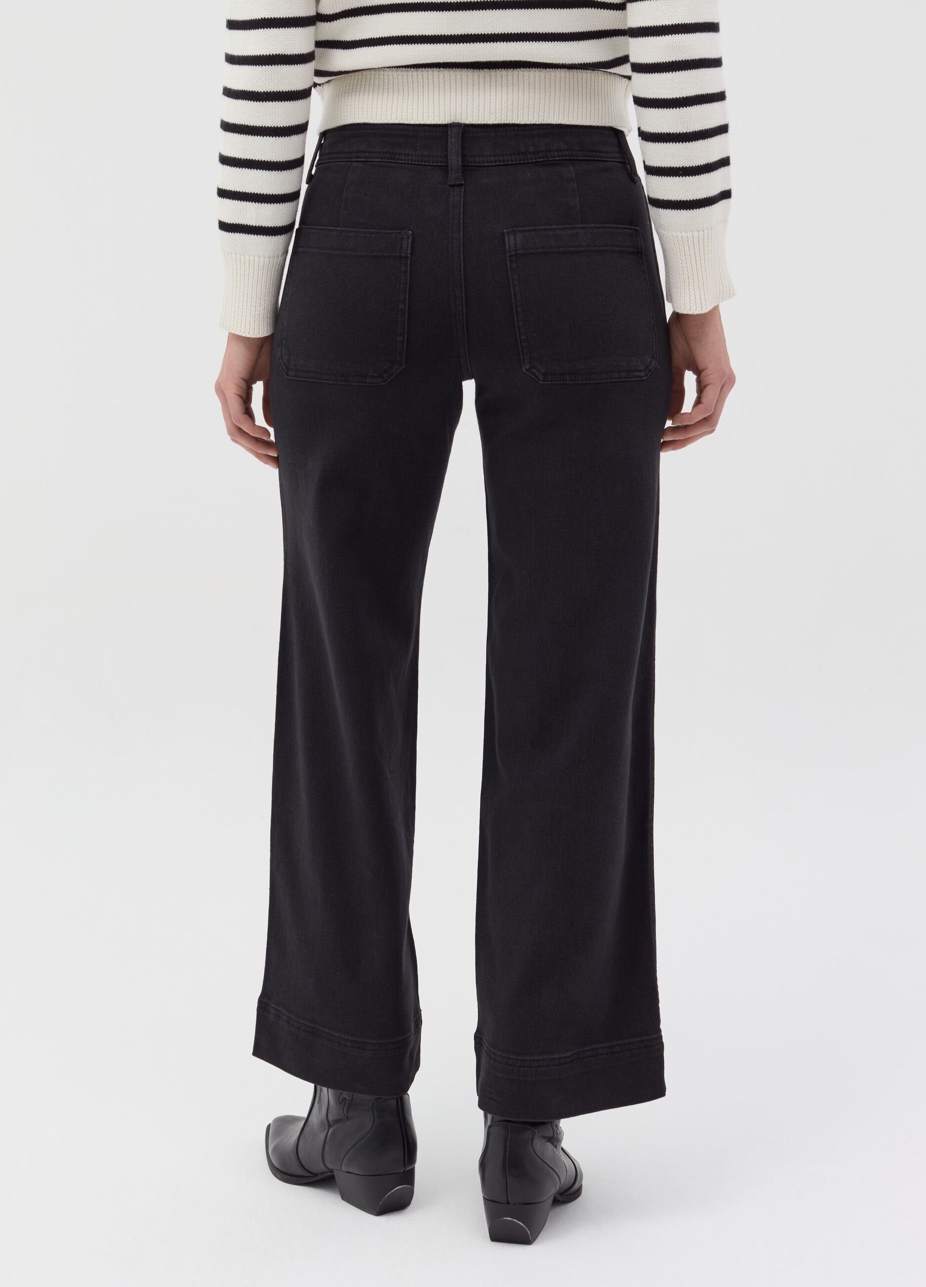 Jeans culotte flare fit a vita alta