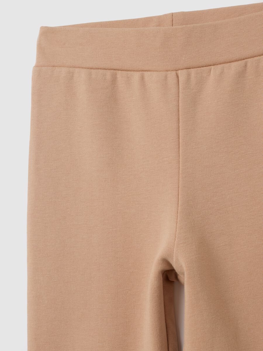 Girls' beige cotton flare leggings_2