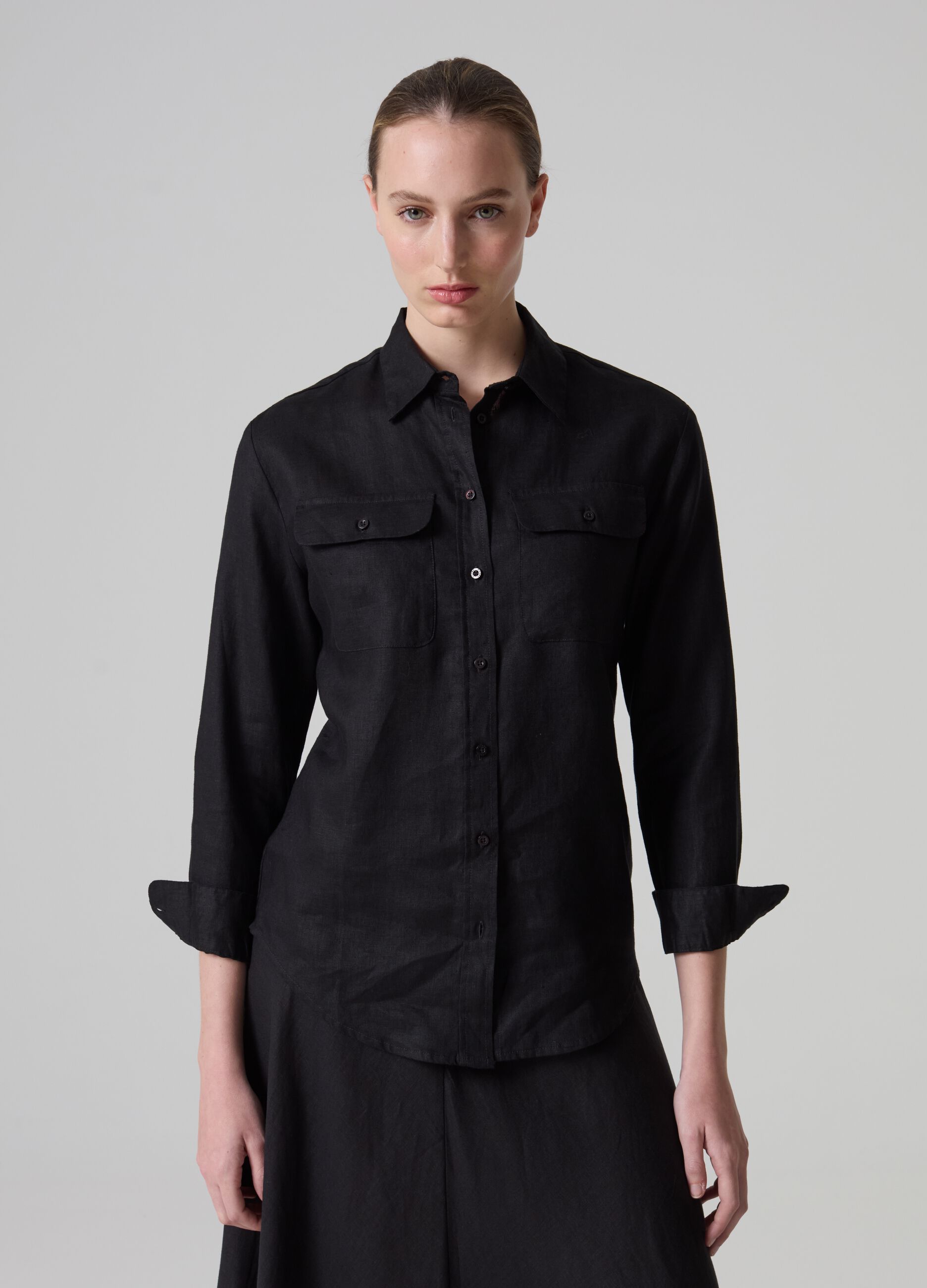 Ovs Camicia a maniche corte in lino con taschini