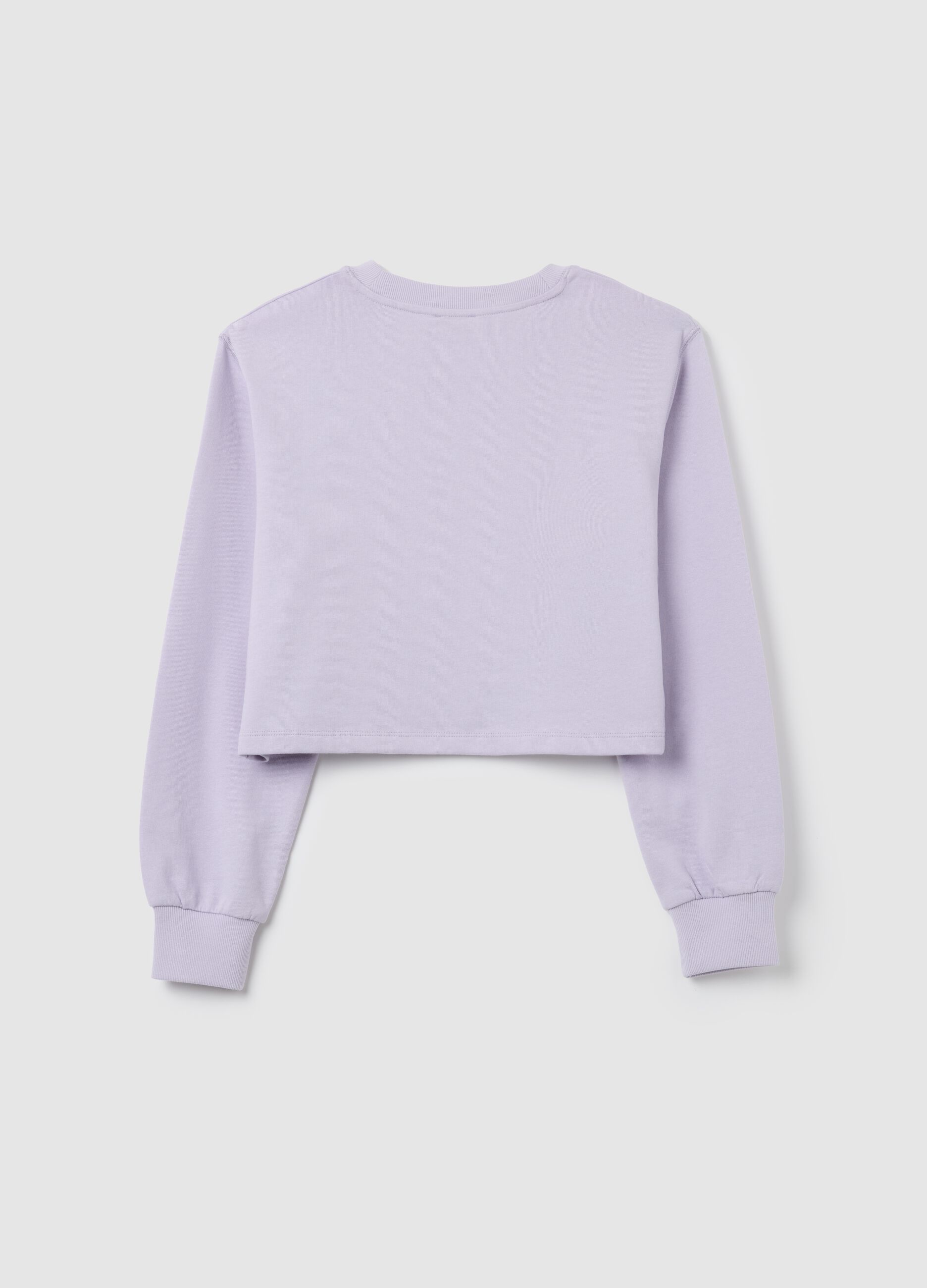 Cropped violet cotton long sleeve top for girls with regular fit