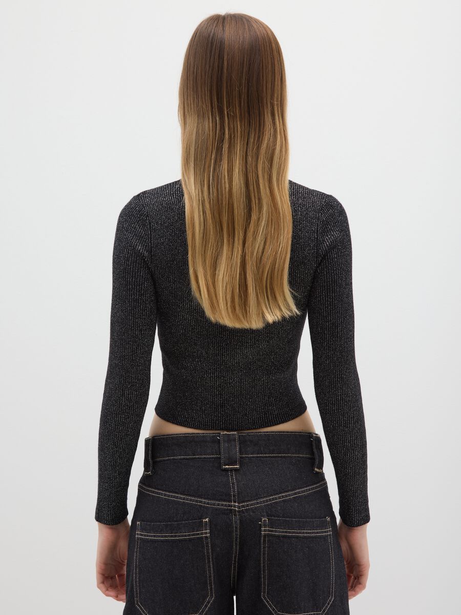 Black mock neck fitted sweater_2