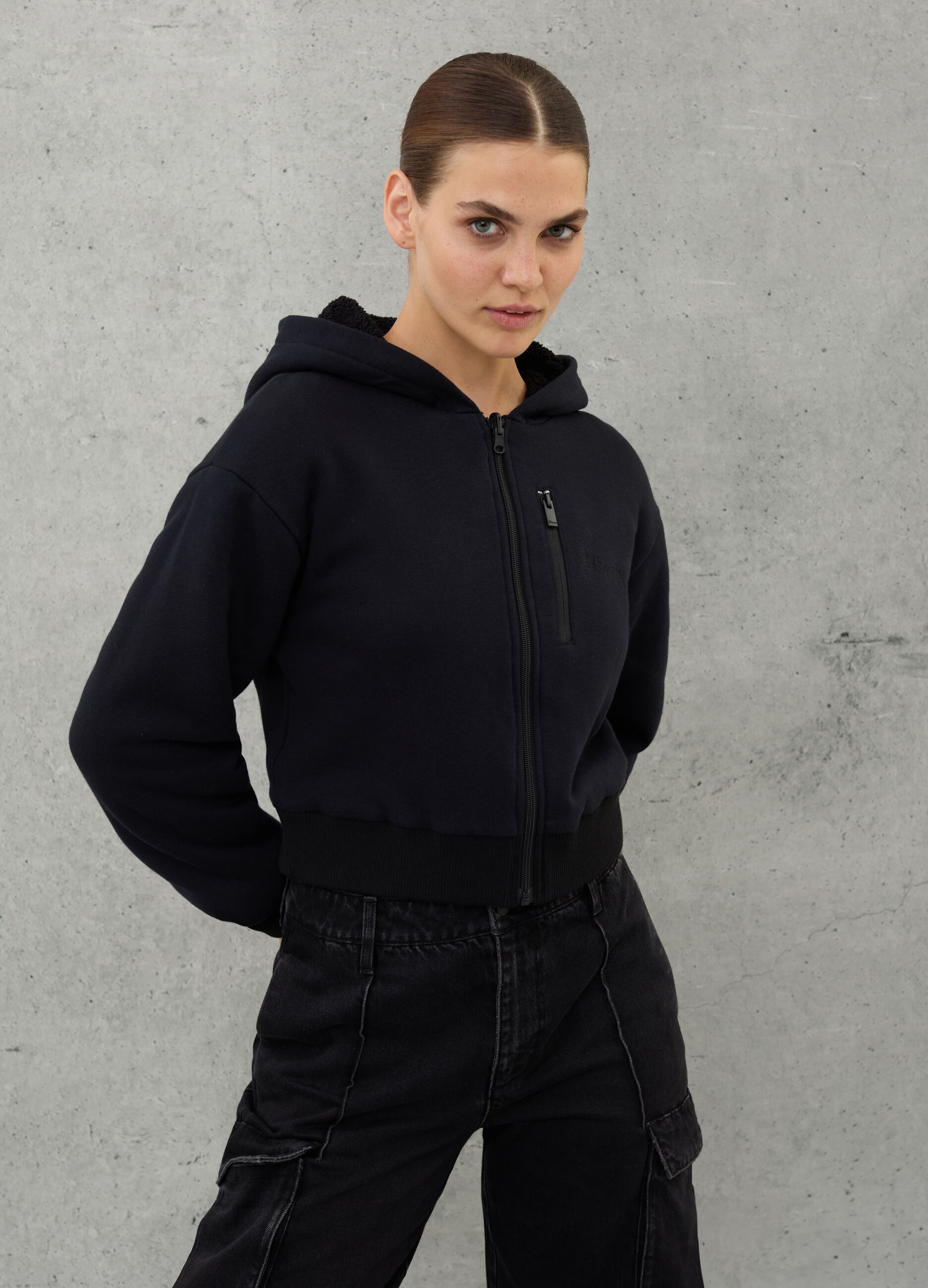 Teddy Zip Hoodie Grey Mélange