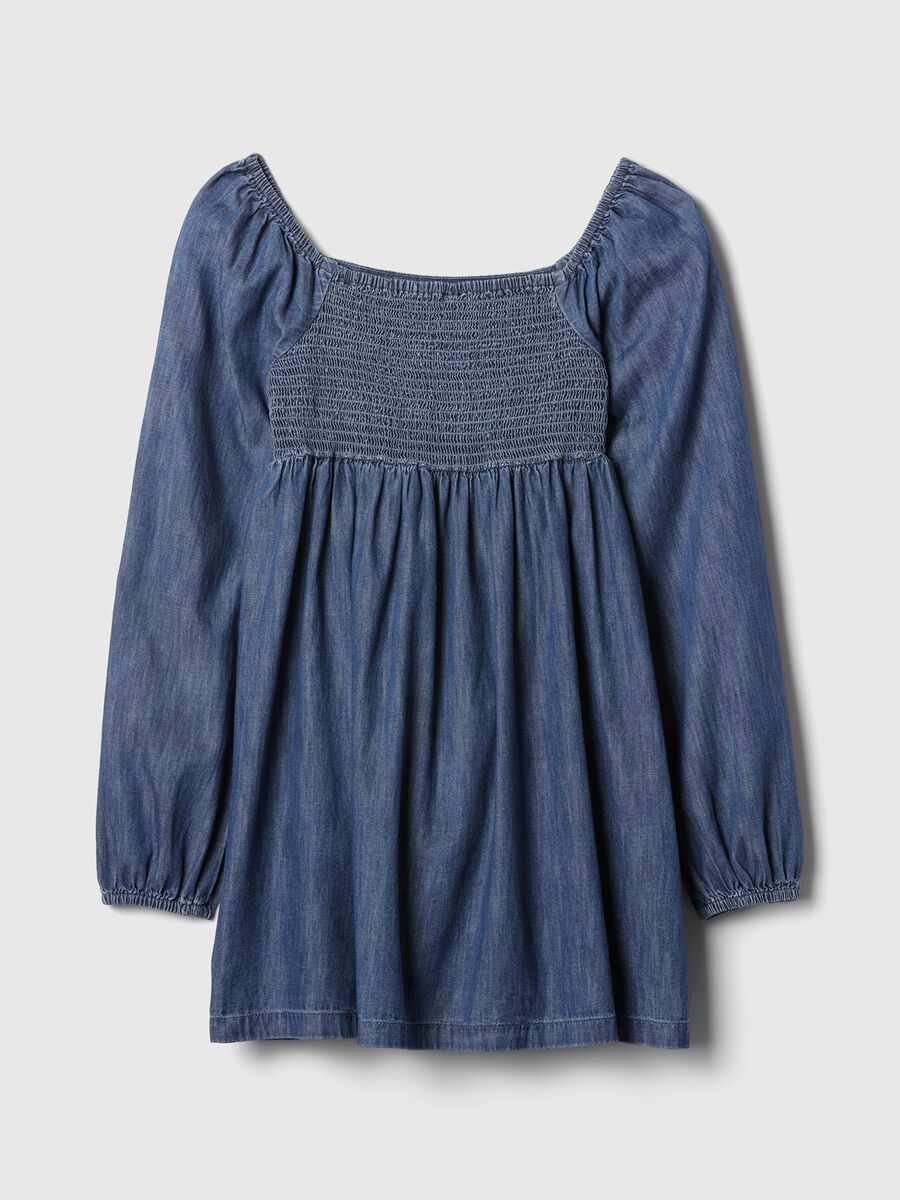 Short dress with denim with puff sleeves_2