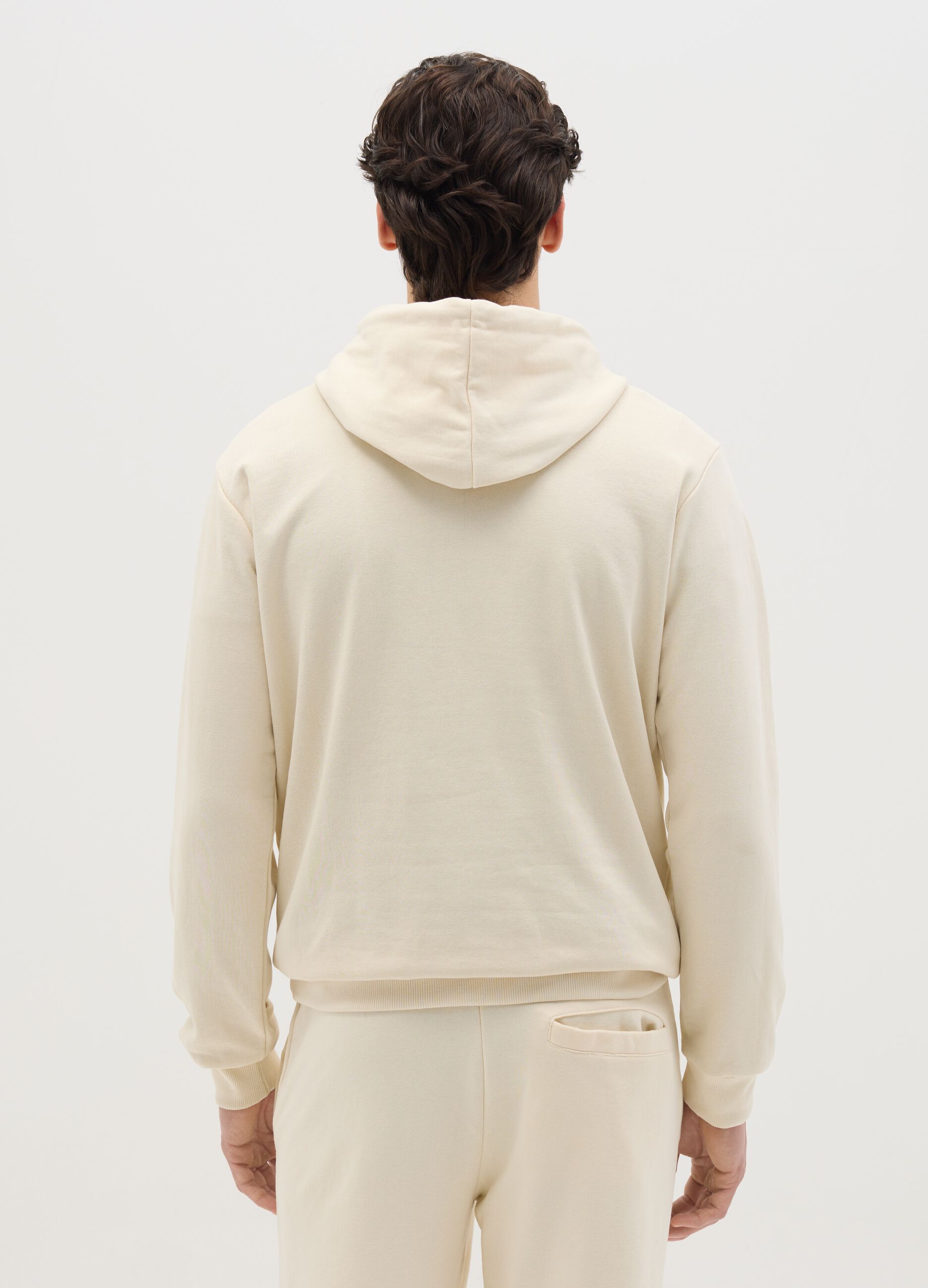 Beige sweatshirt with hood