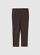 Brown Stretch Cotton Slim Fit Trousers_0