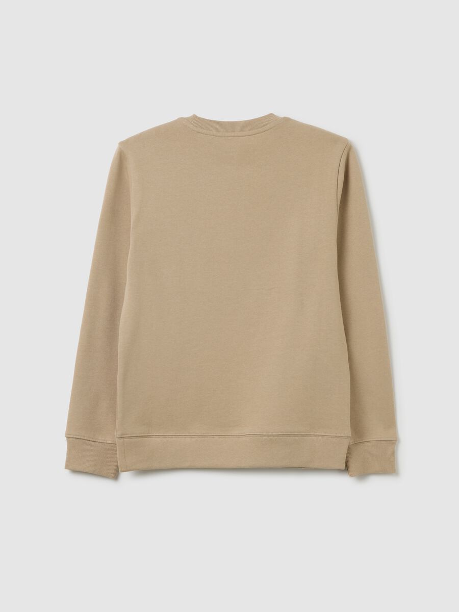 Felpa da ragazzo in puro cotone beige regular fit_4