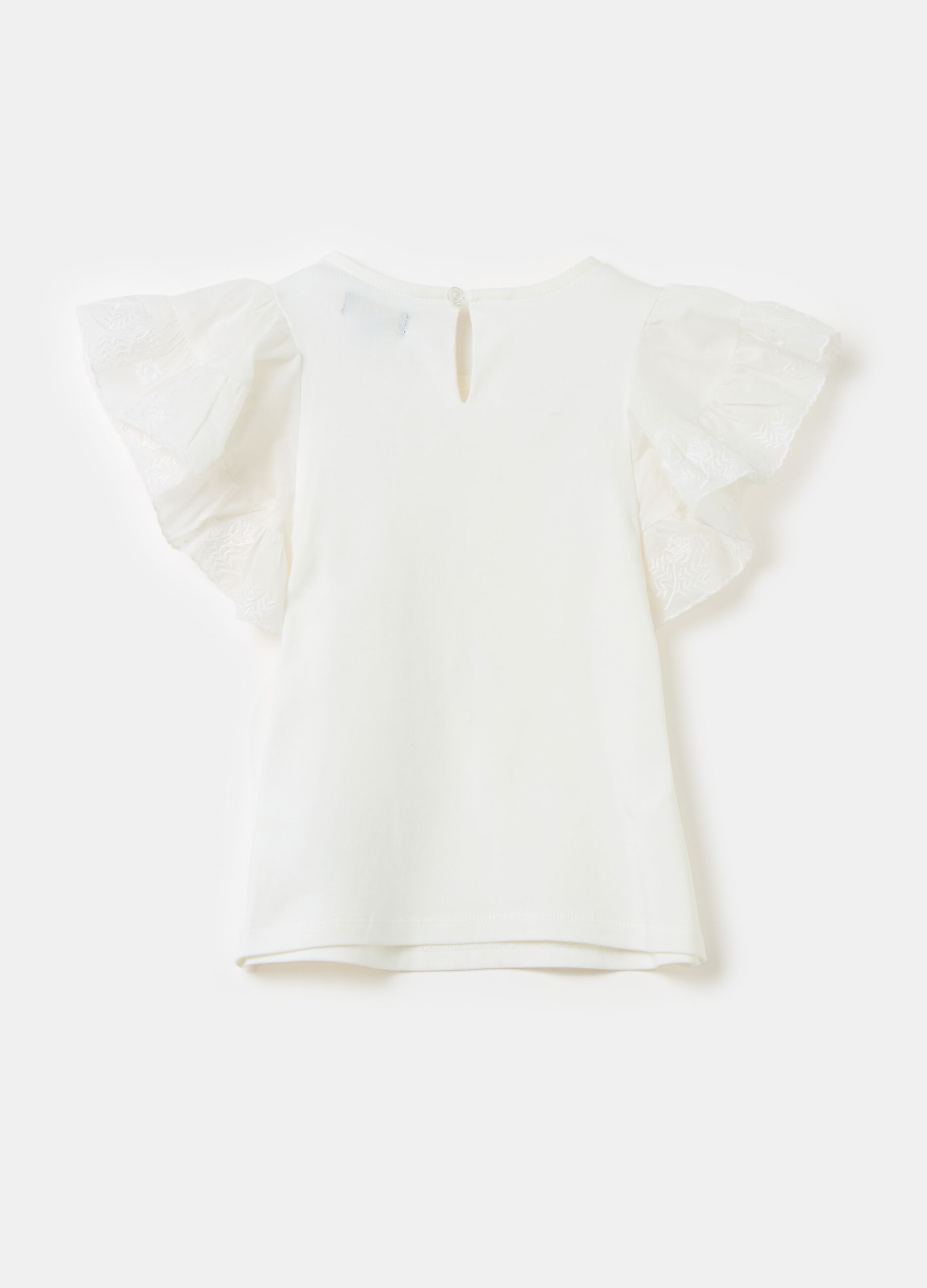 T-shirt with butterfly sleeves and embroidery