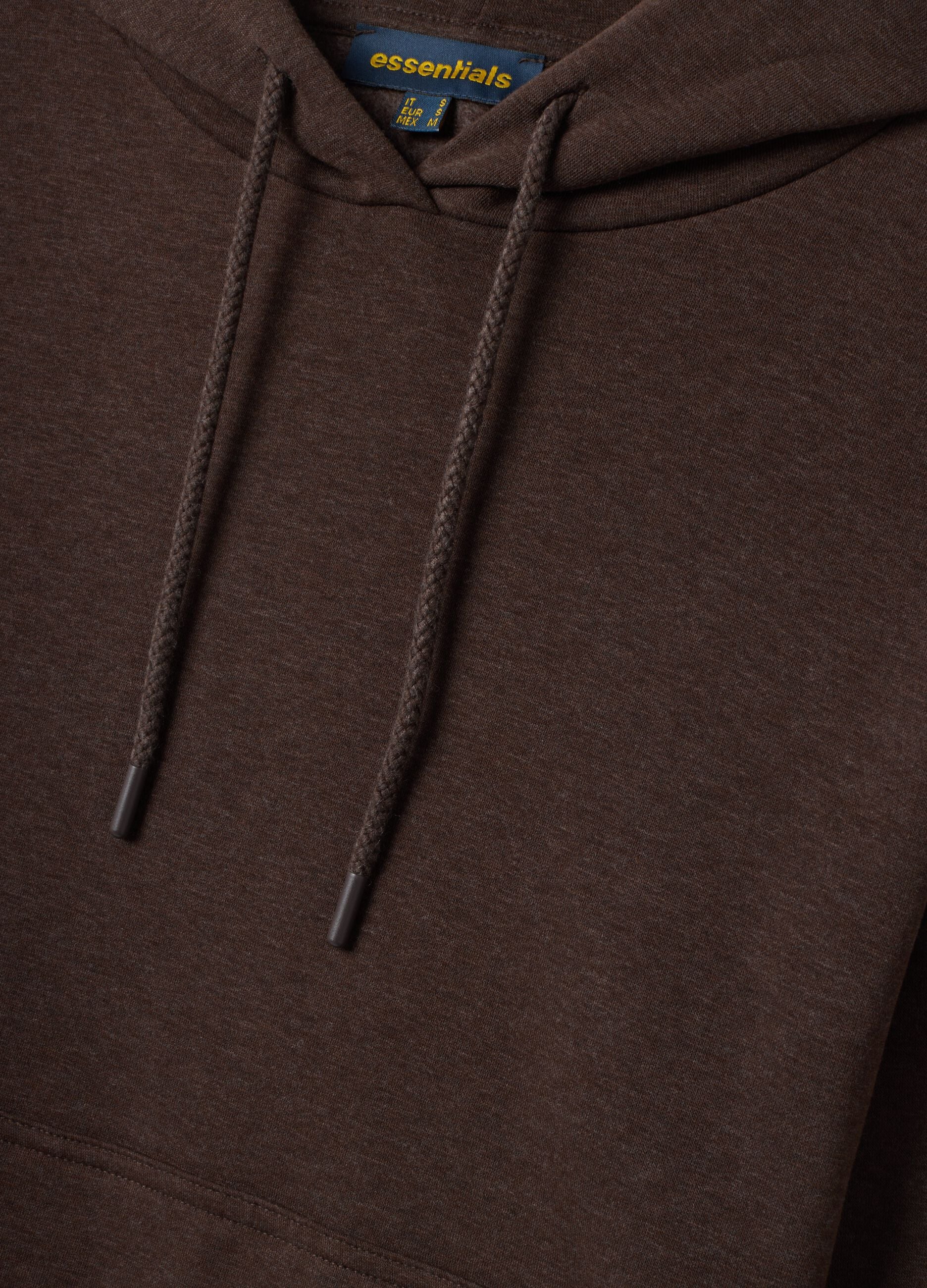 Brown cotton-blend fleece hoodie in a regular fit