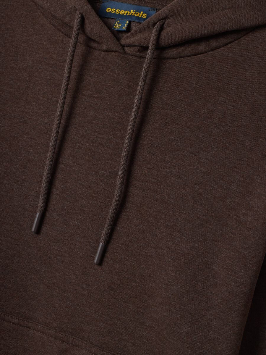 Brown cotton-blend fleece hoodie in a regular fit_1