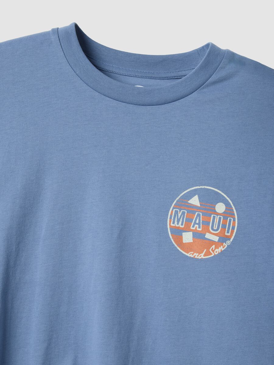 T-shirt azzurra in puro cotone relaxed fit con stampa_5
