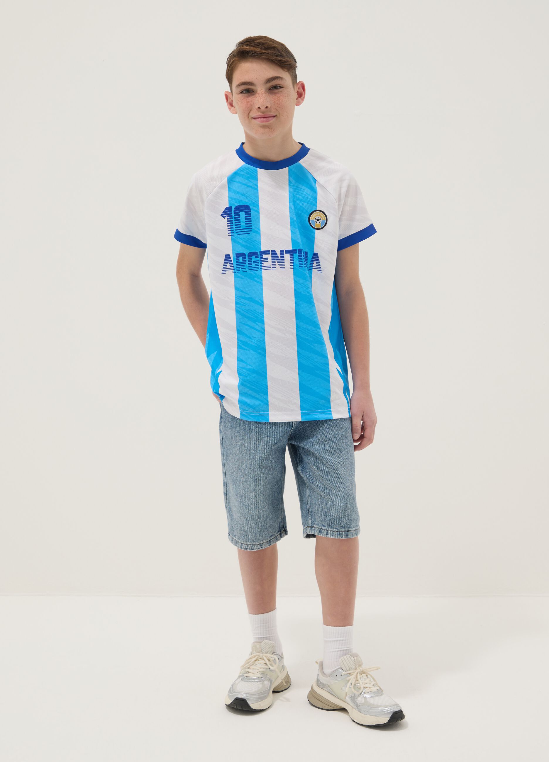 Blue denim cotton-blend boys&rsquo; shorts, regular fit