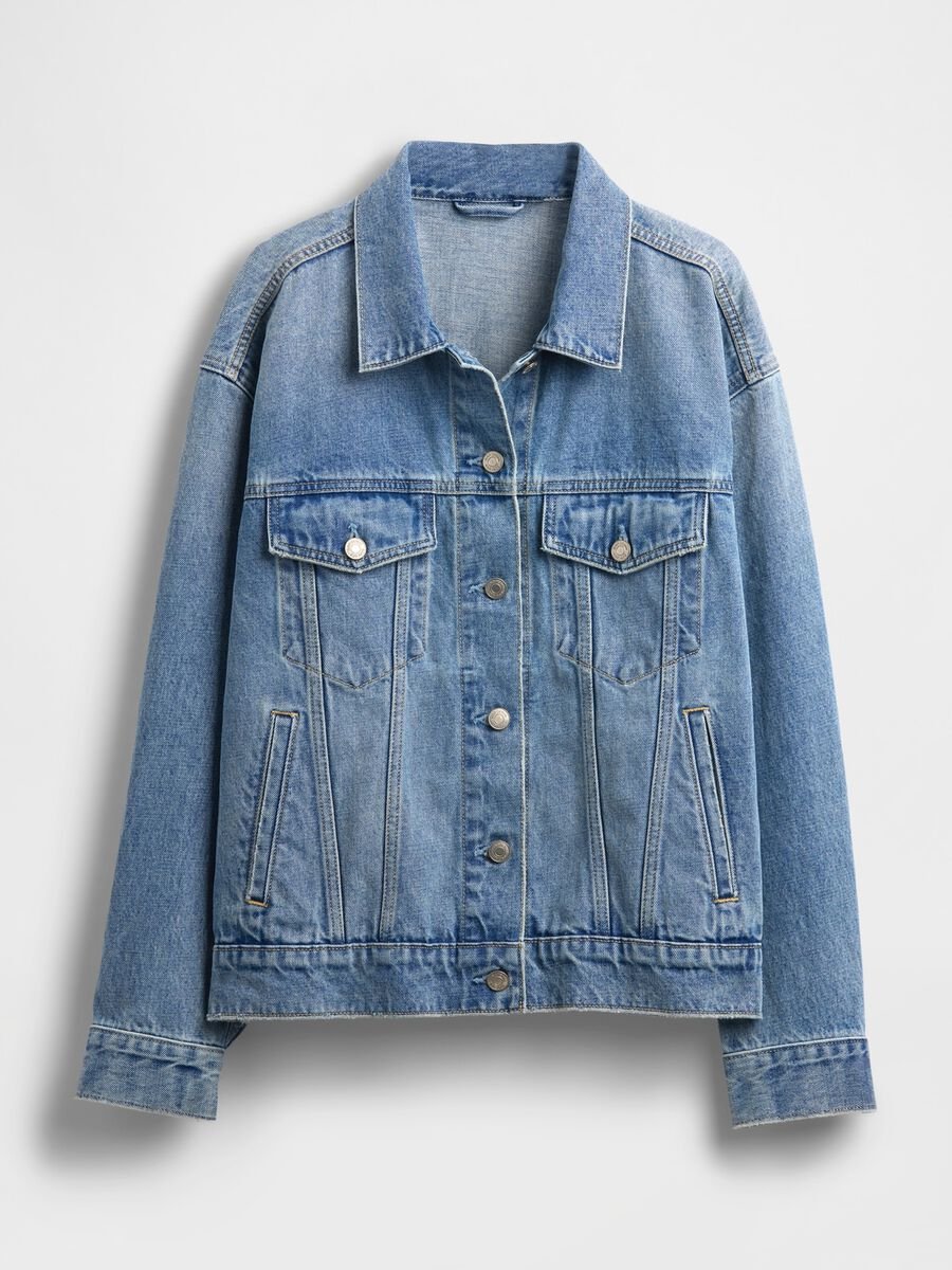 Blue regular fit pure cotton denim jacket_4