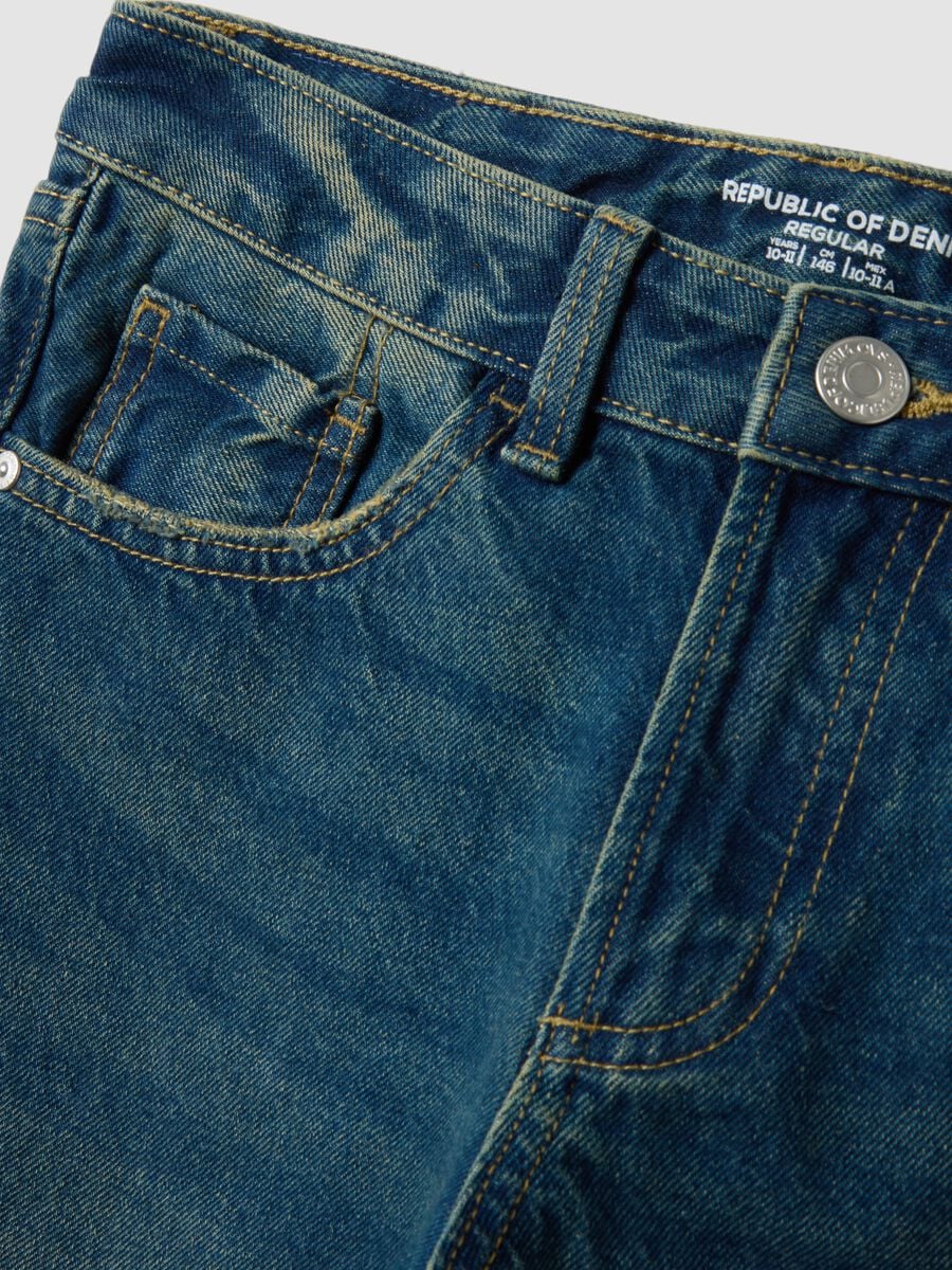 Dark blue pure cotton regular-fit jeans_2