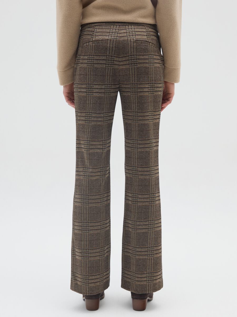 Brown Check Flare Trousers_2