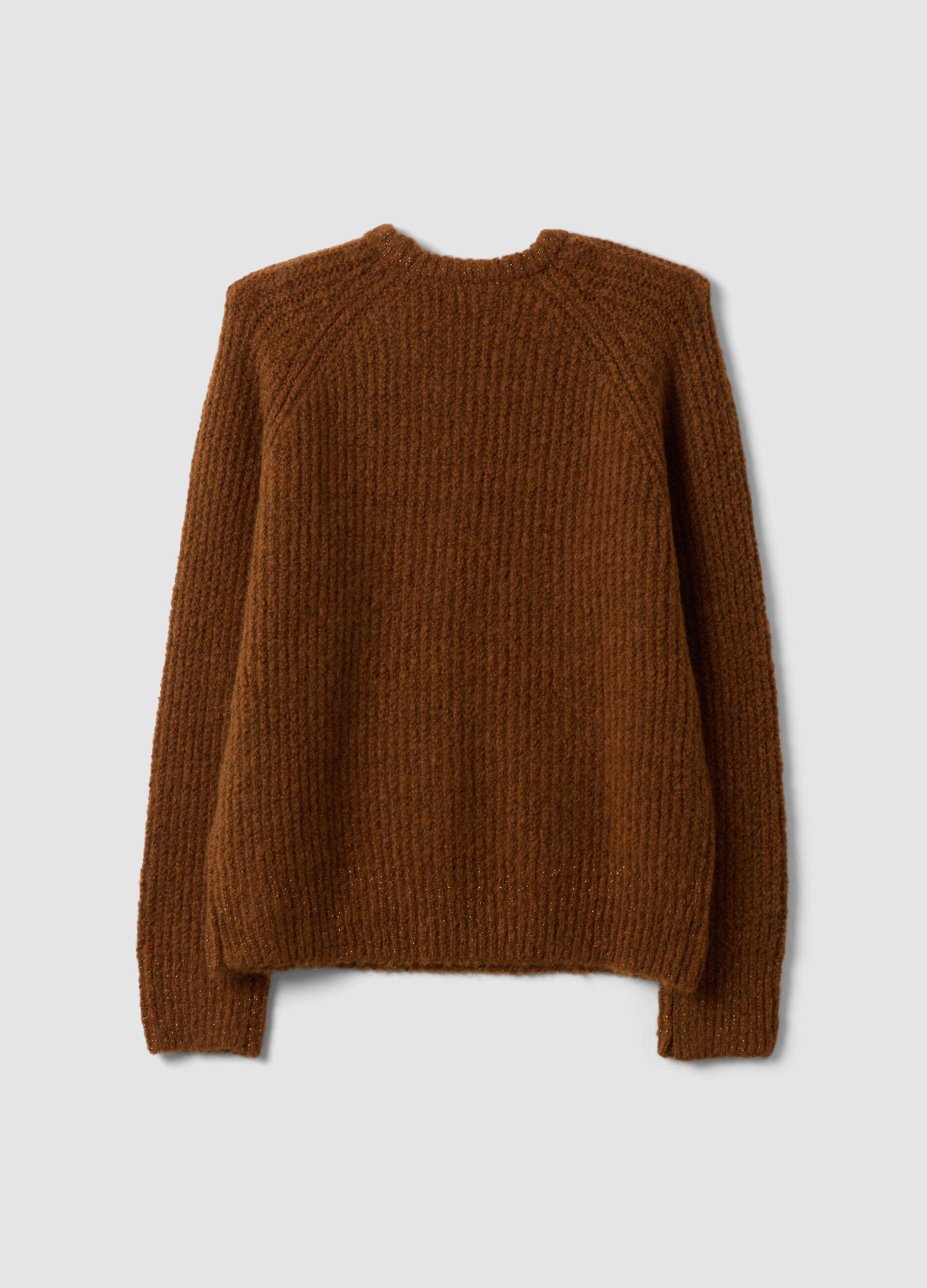 Brown regular-fit ribbed stretch-wool jumper