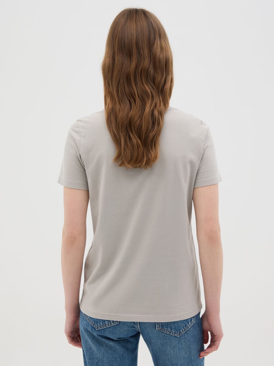 Women’s grey regular-fit T-shirt in 100% cotton with round neck_2