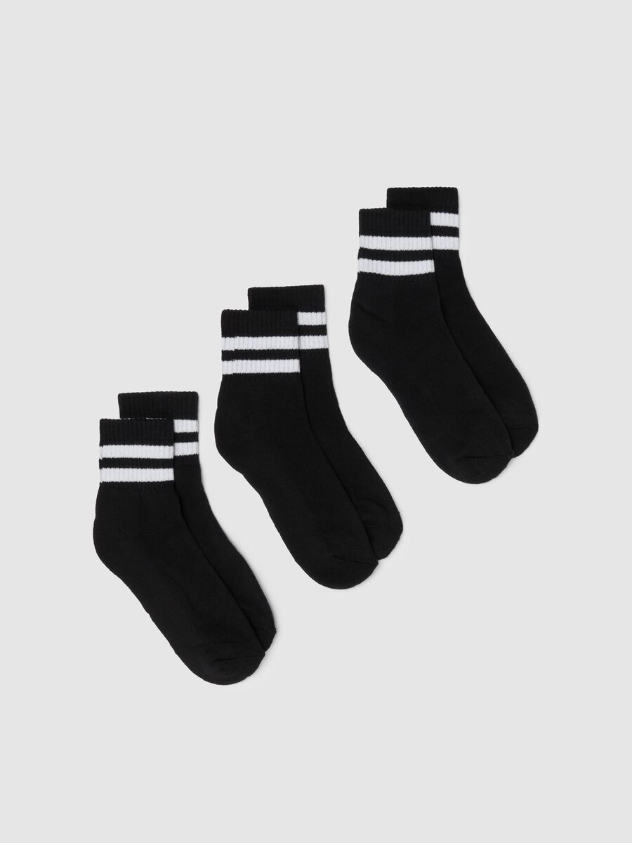 Three-pair pack tennis socks with striped bands_0