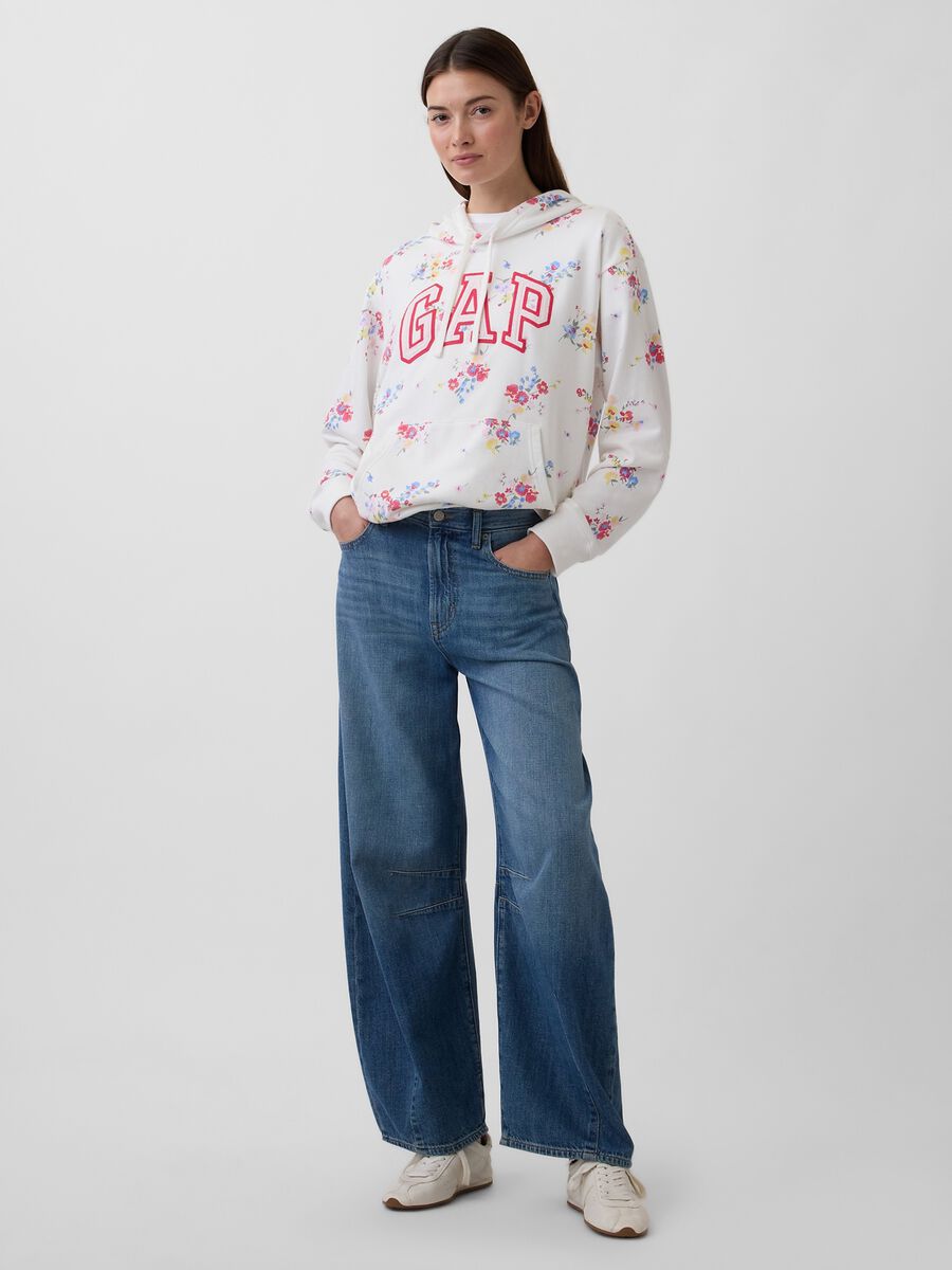 Regular Fit Cotton Blend Sweatshirt with Logo and Floral Design_2