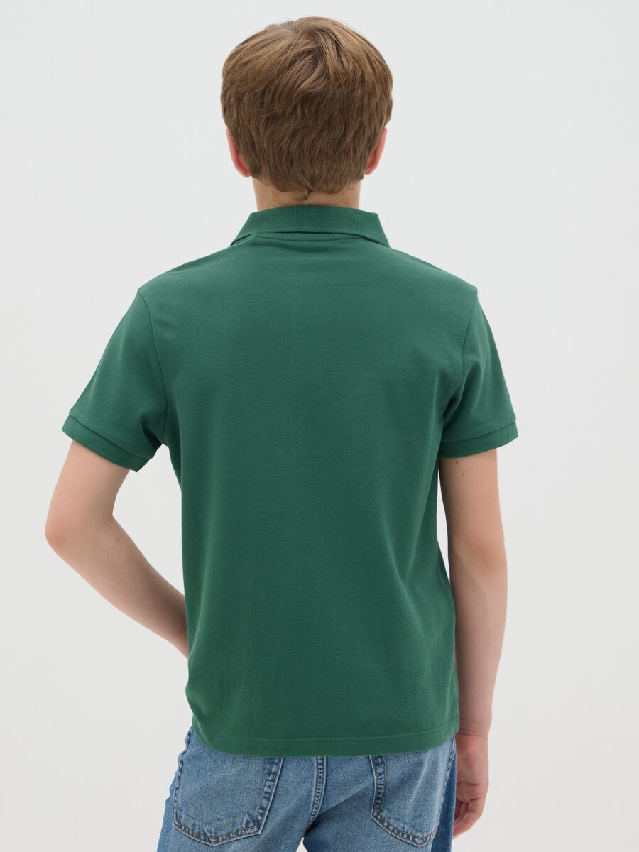 Green short sleeve polo shirt in organic cotton_2