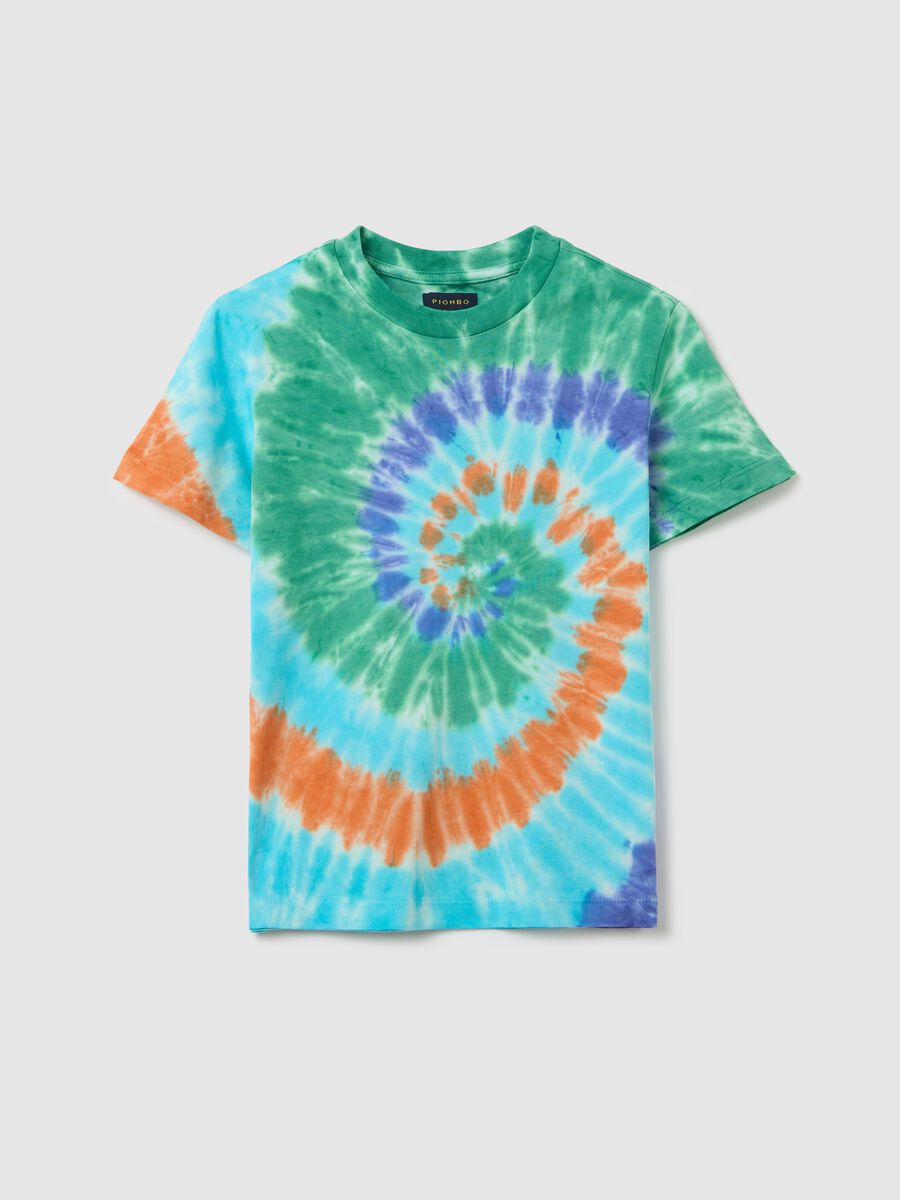 Tie-dye cotton T-shirt with round neck_3