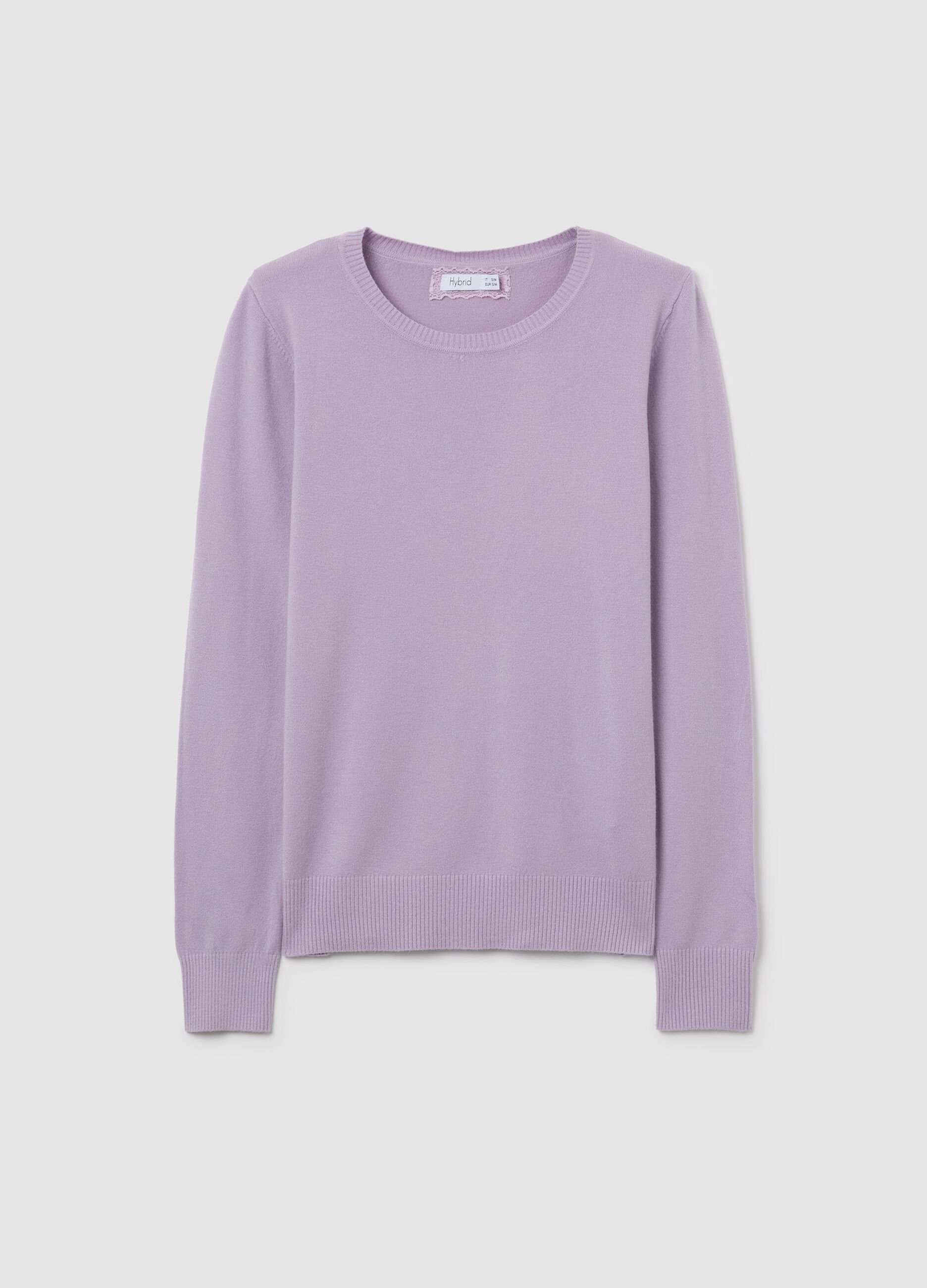 Maglia girocollo lilla con maniche lunghe