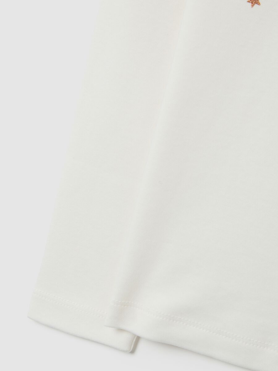 Girls' white Christmas jumper in pure cotton, regular fit_3