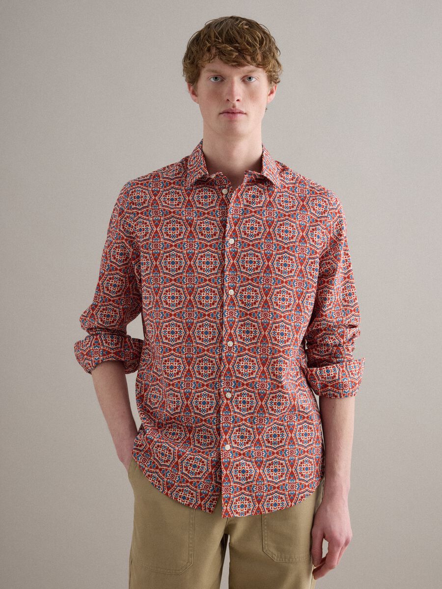 Camicia in puro cotone multicolor regular fit con fantasia_1