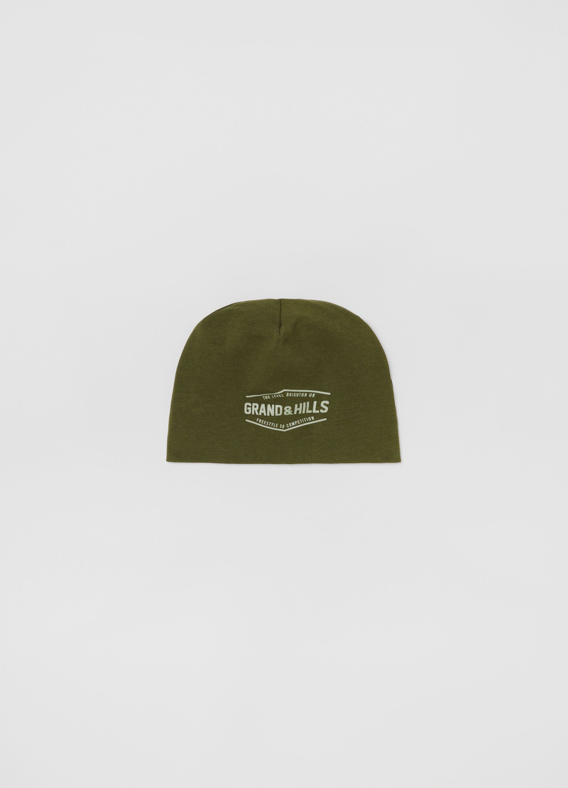 Hat in stretch cotton with lettering print