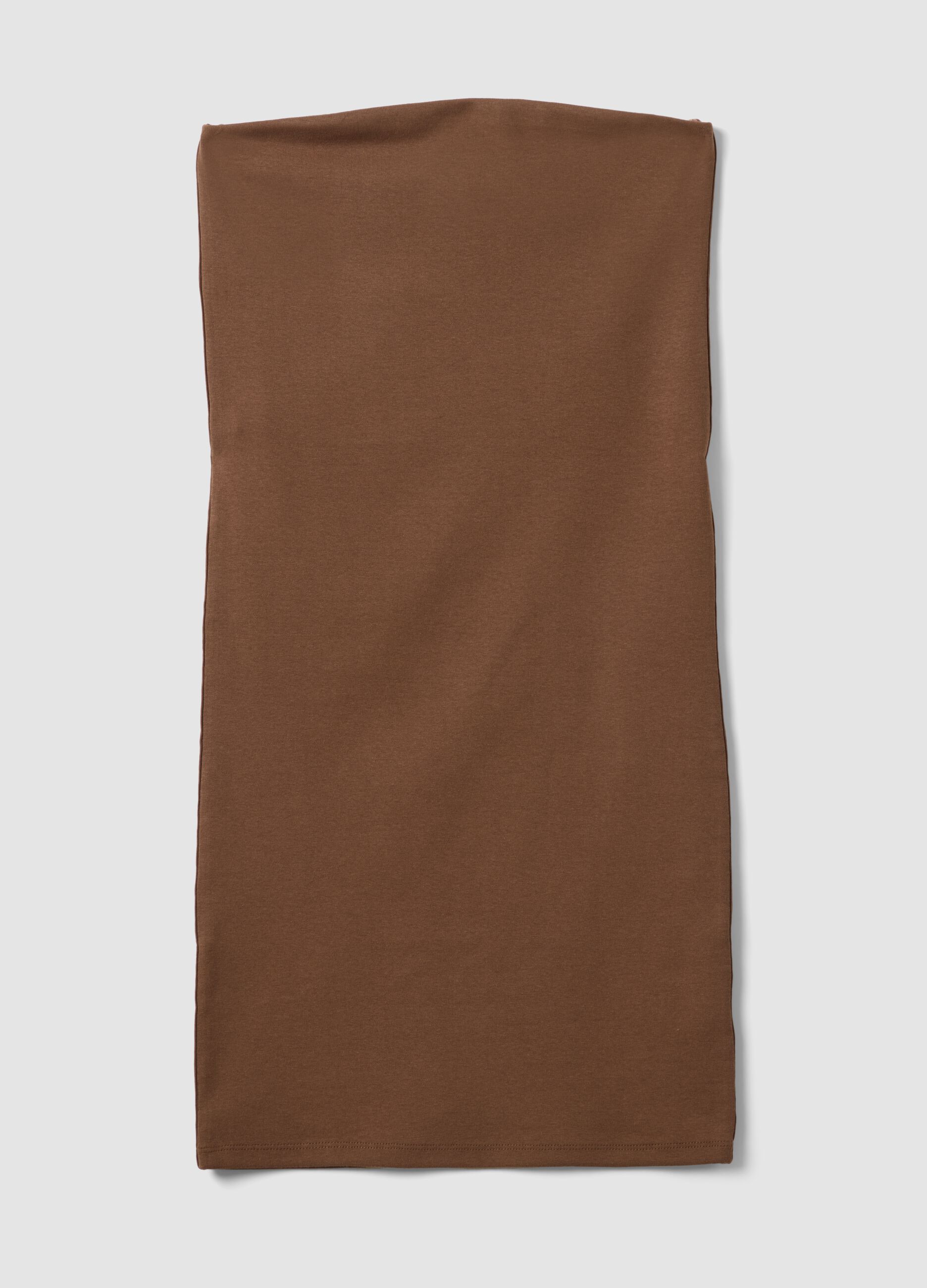Brown stretch cotton midi dress