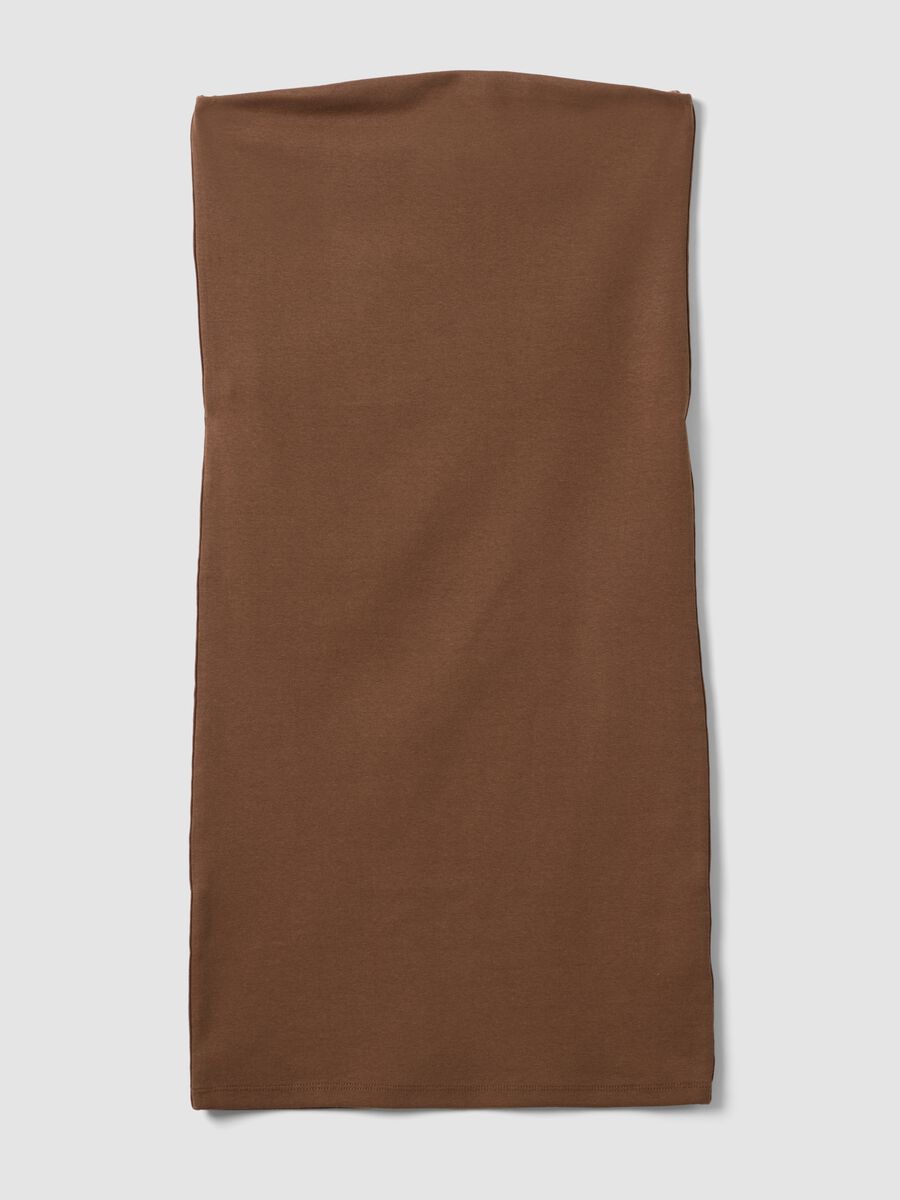 Brown stretch cotton midi dress_0