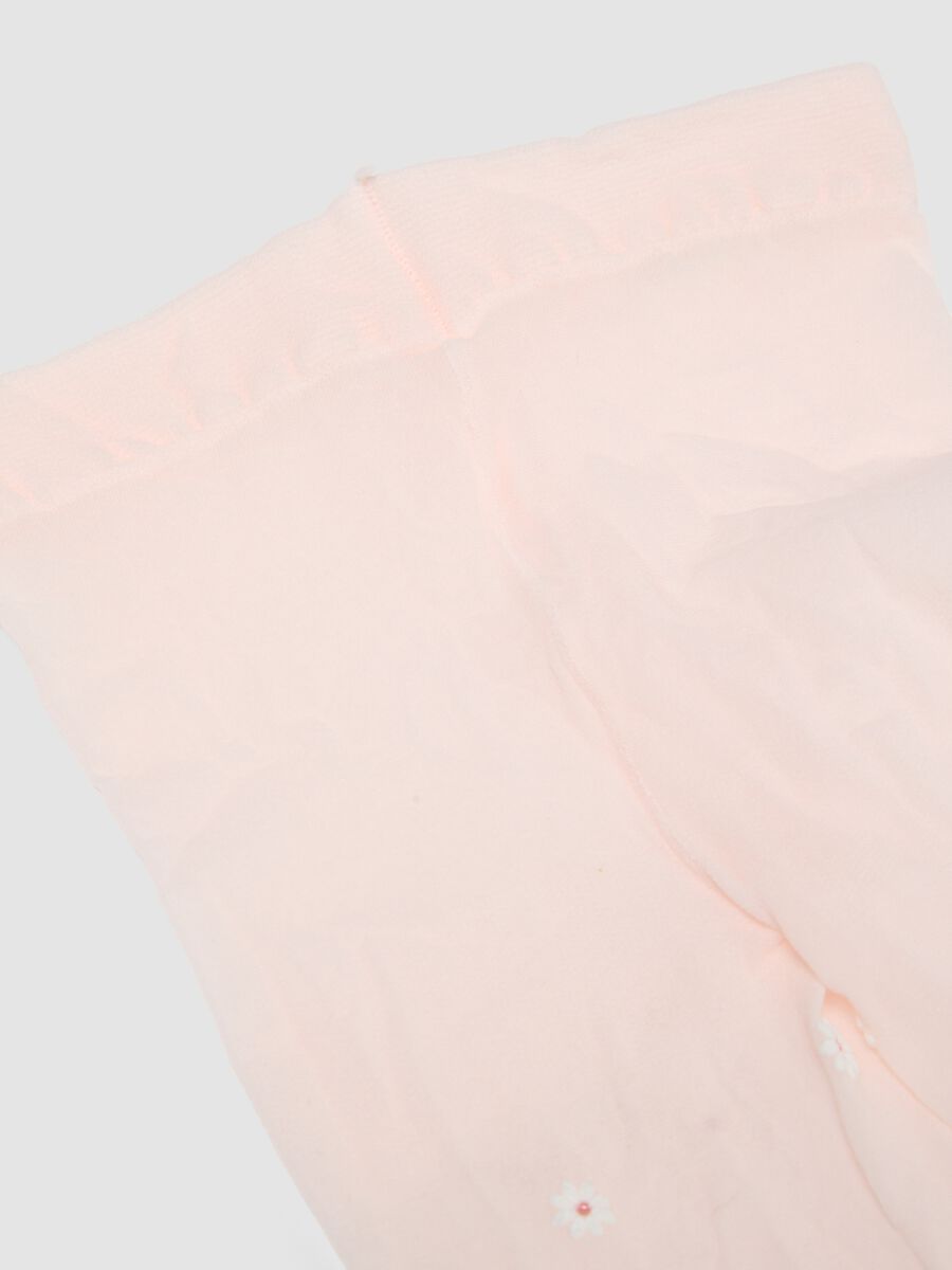 Collant elasticizzati rosa da bambina con margherite_1