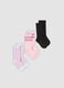 Tripack di calze midi rosa in cotone organico elasticizzato_0