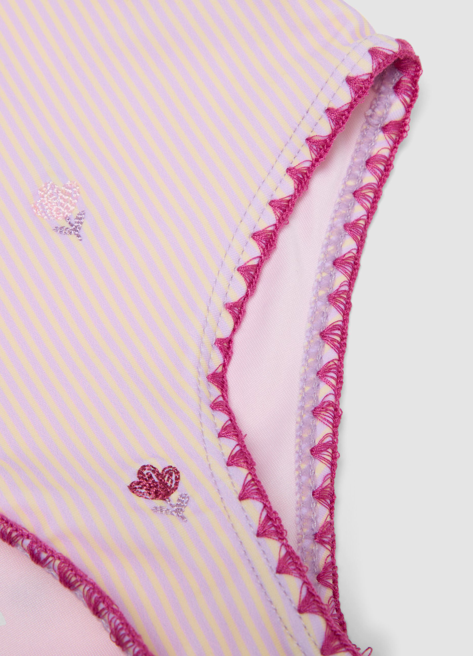 Pink striped stretch one-piece swimsuit