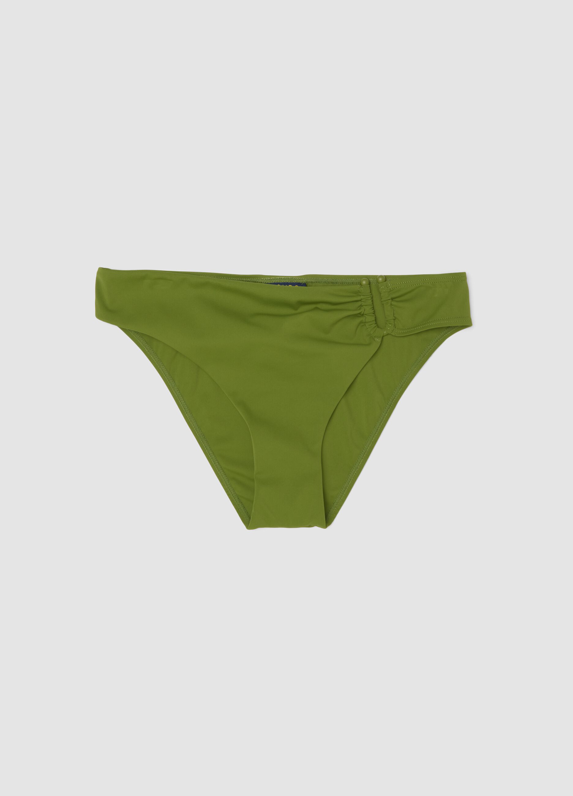 Green stretch-fabric bikini bottoms