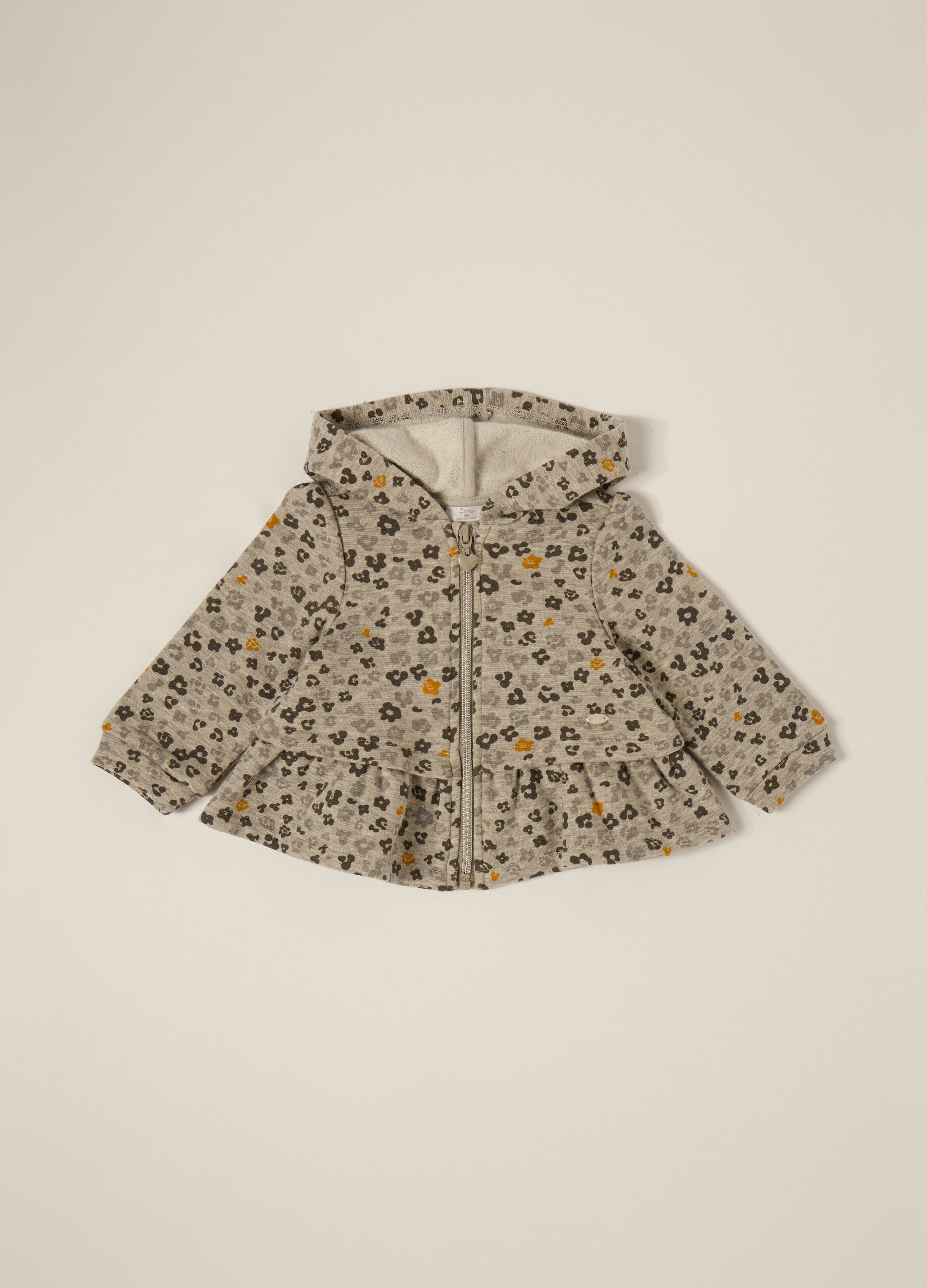 Grey full zip sweatshirt for baby girls