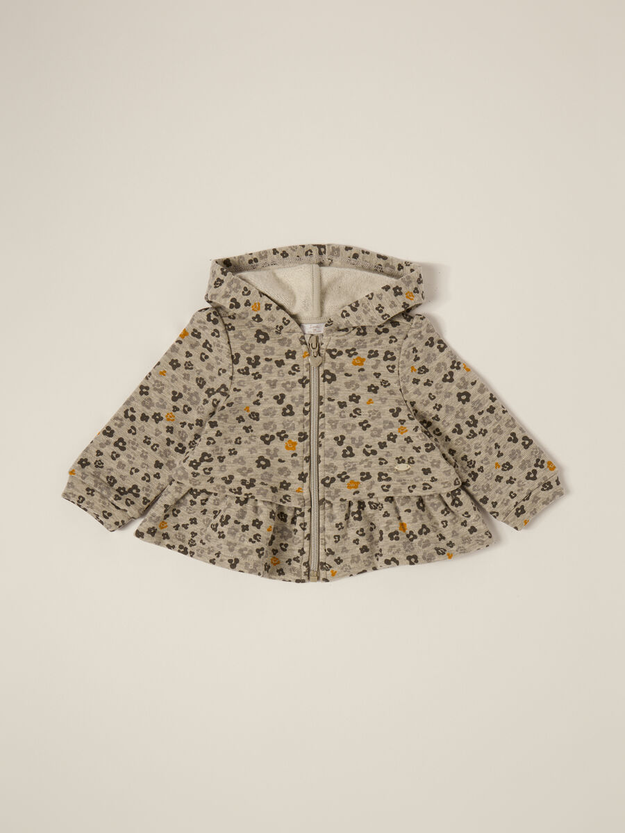Grey full zip sweatshirt for baby girls_0