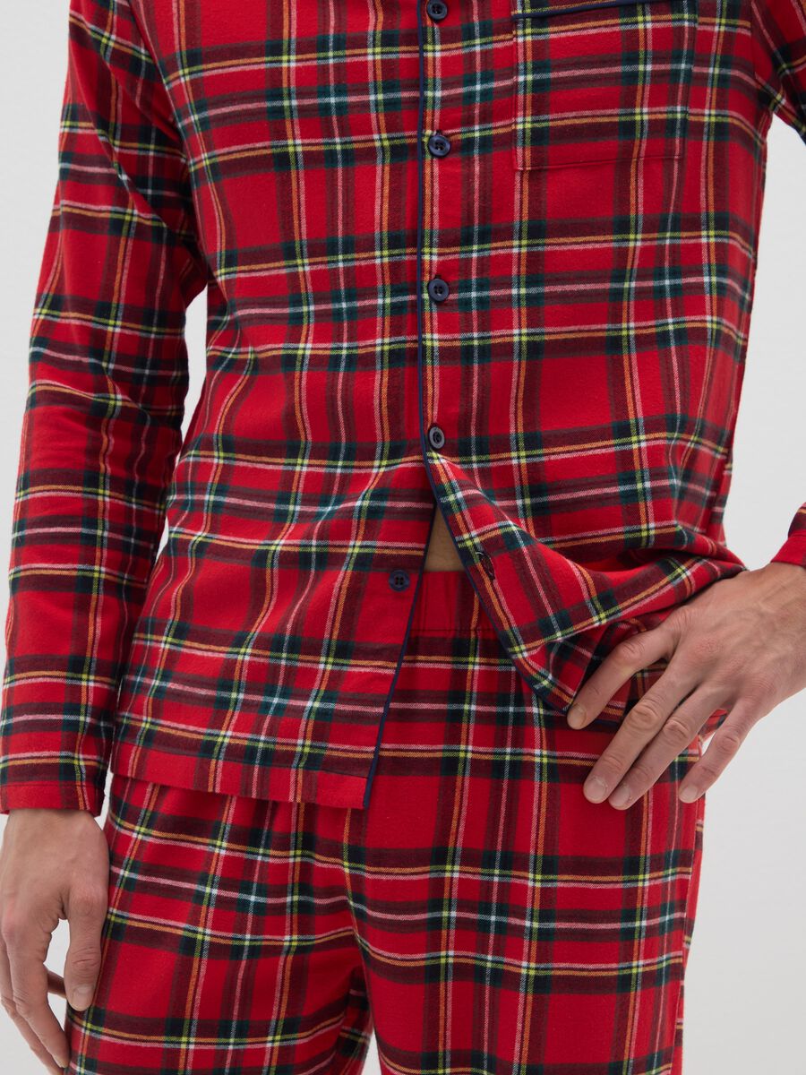 Multicolour checked pyjamas in pure cotton and flannel regular fit_3